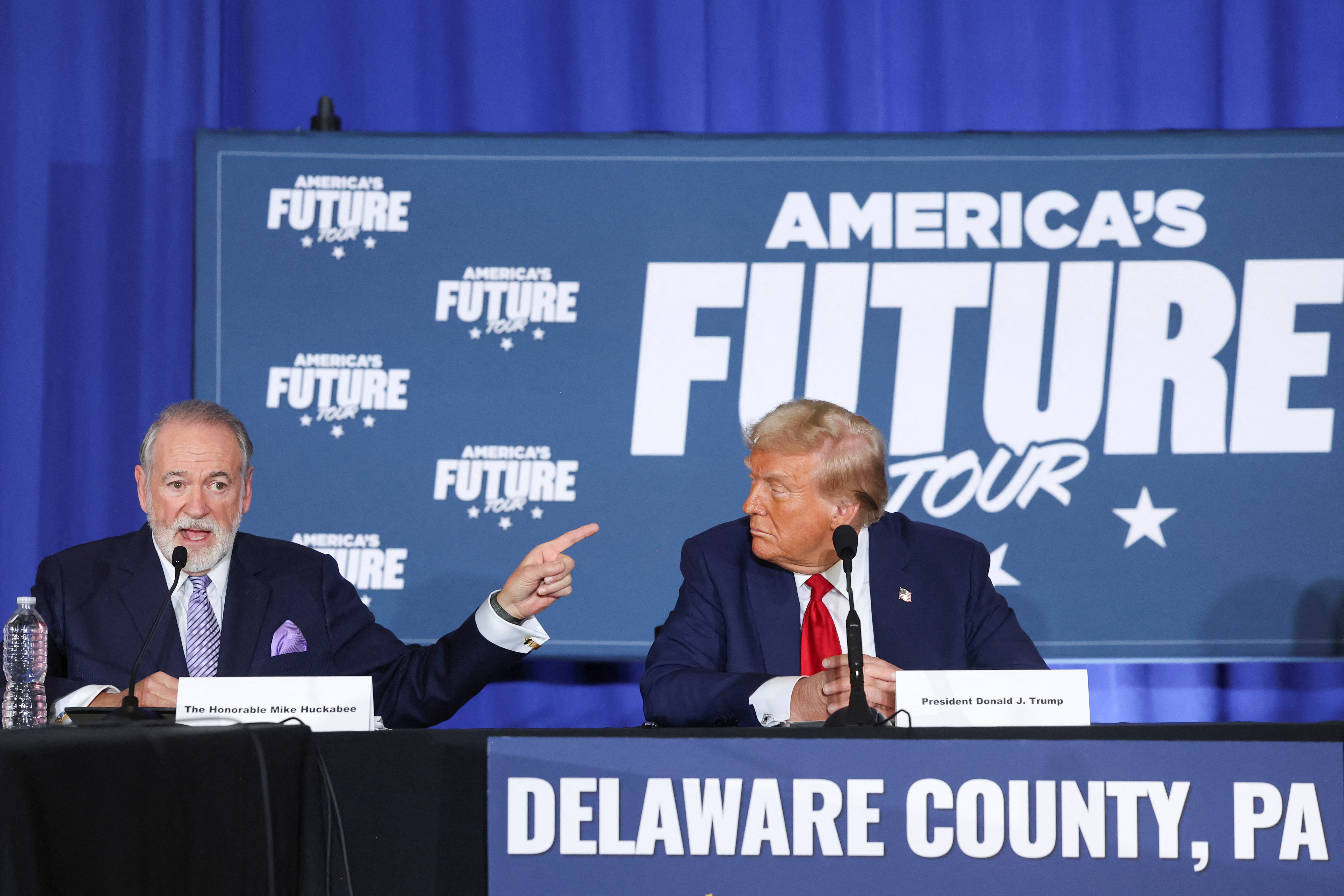 Republican presidential nominee and former U.S. President Donald Trump arrives in Pennsylvania