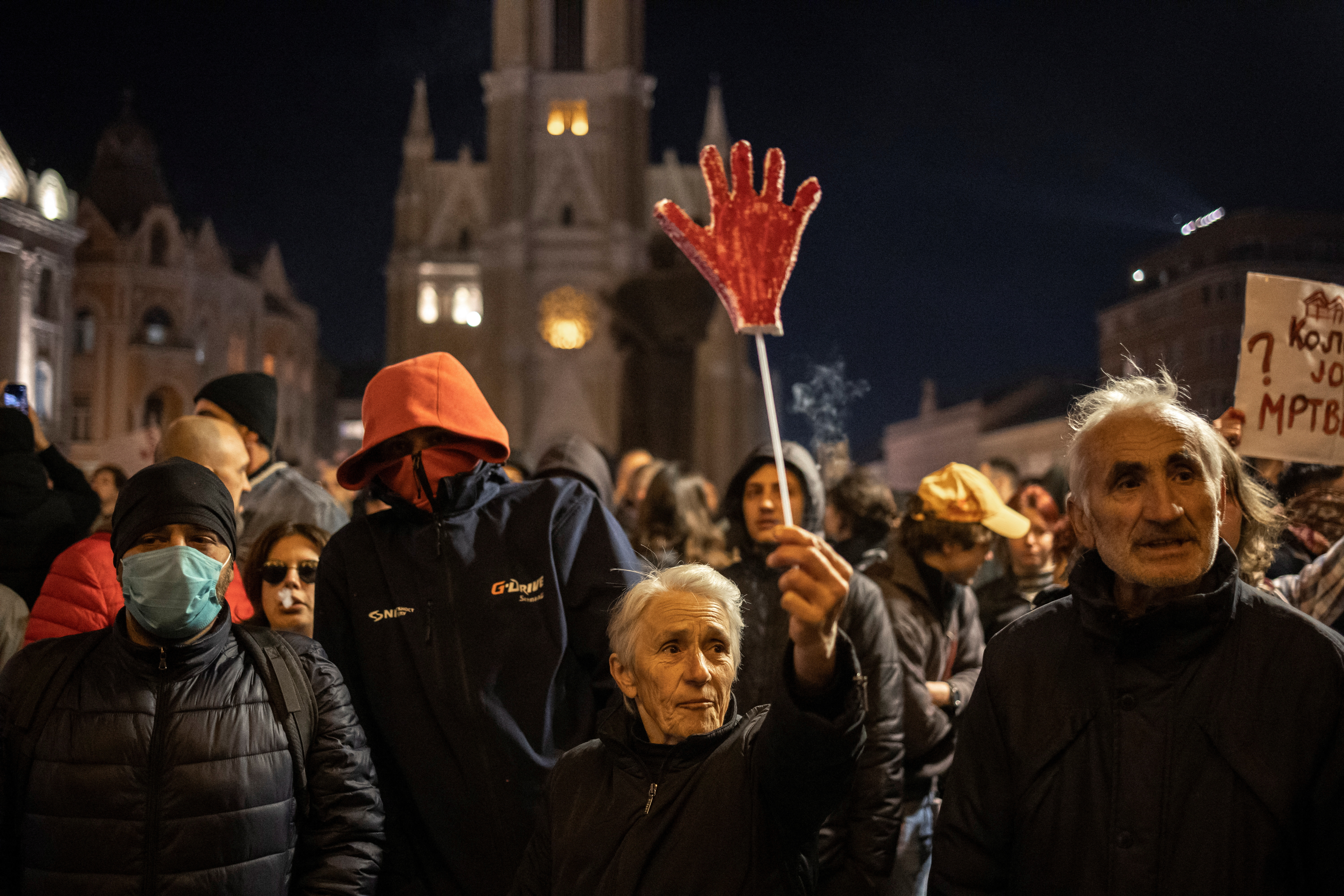 An anti-government protest after fatal railway collapse, in Novi Sad