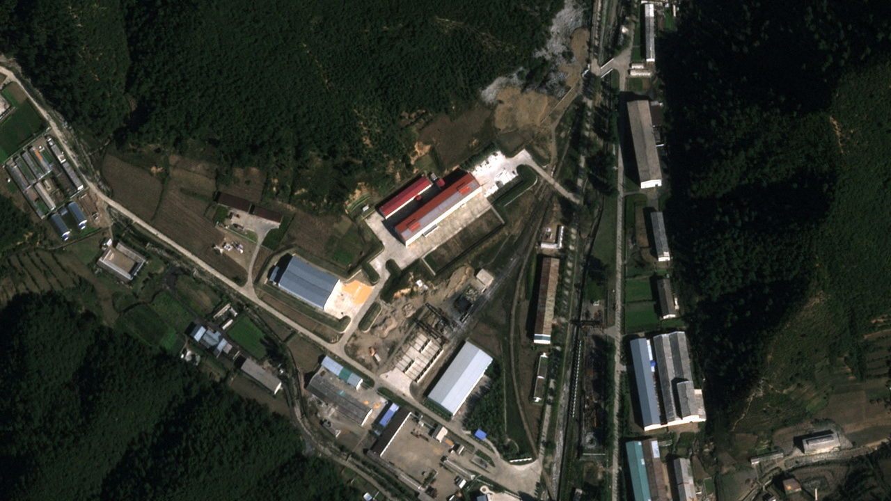 A satellite image shows a suspected missile assembly building under construction, near Hamhung