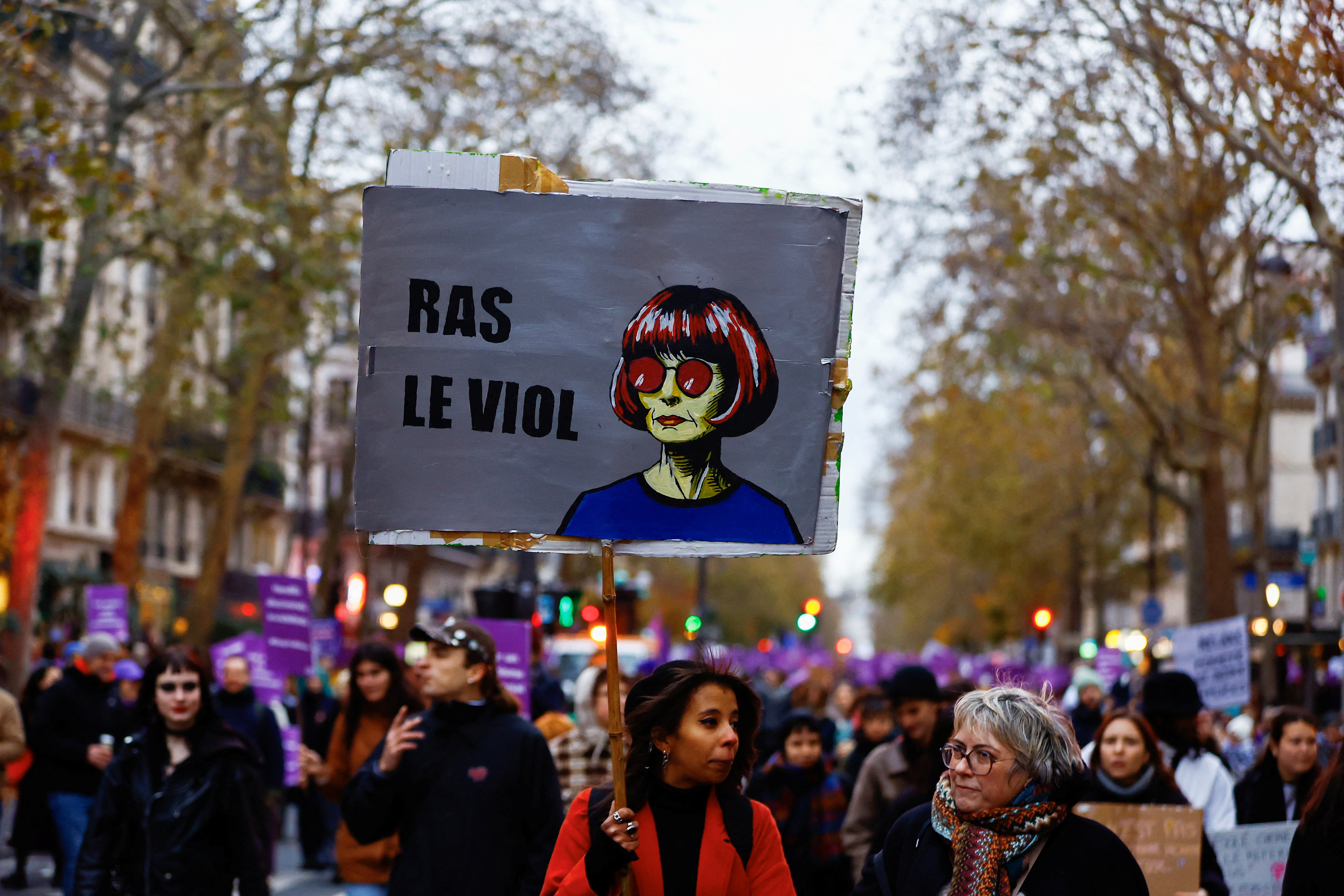 Protest to mark the International Day for Elimination of Violence Against Women, in Paris