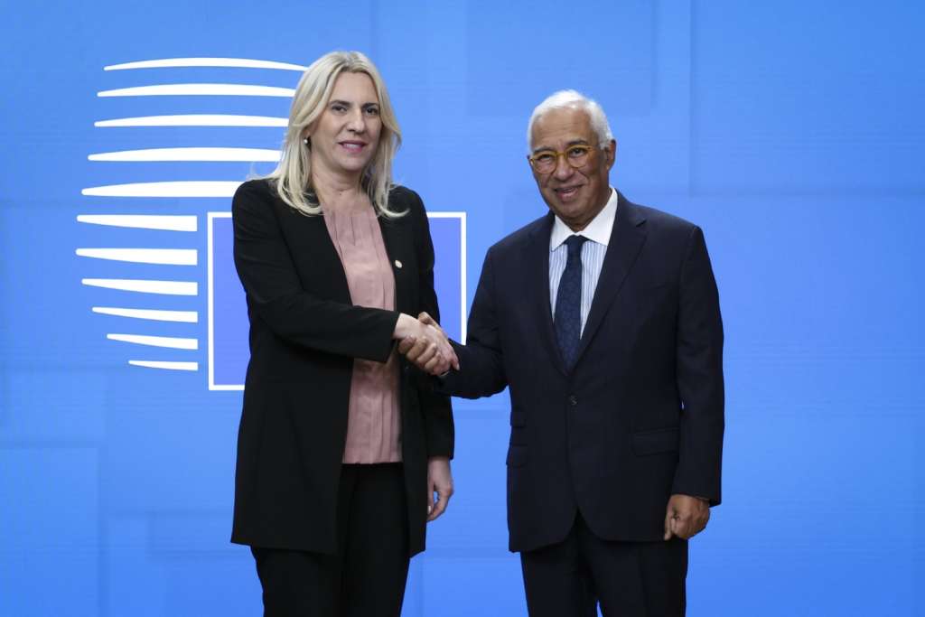 Predsjedavajuća Predsjedništva BiH Željka Cvijanović i predsjednik Europskog vijeća Antonio Costa