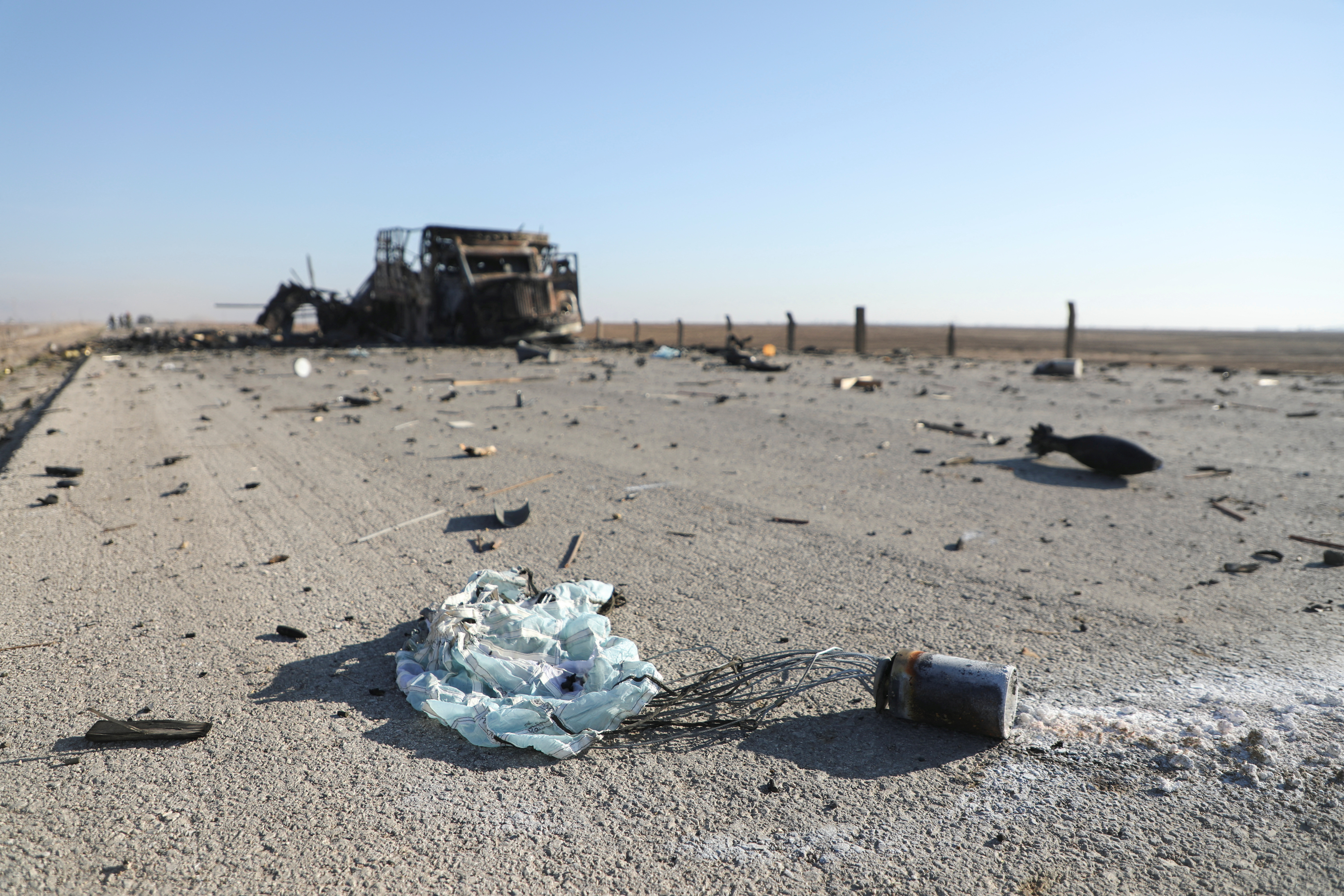 Damage around Qamishli International Airport area