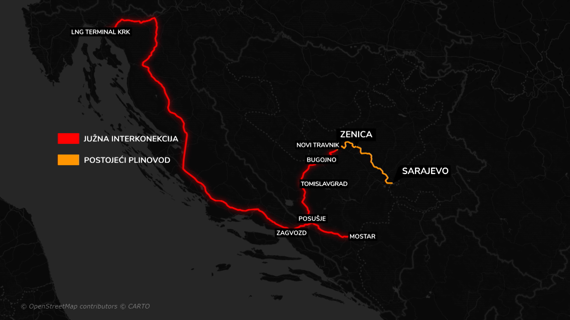 mapa juzna interkonekcija bih-hrvatska