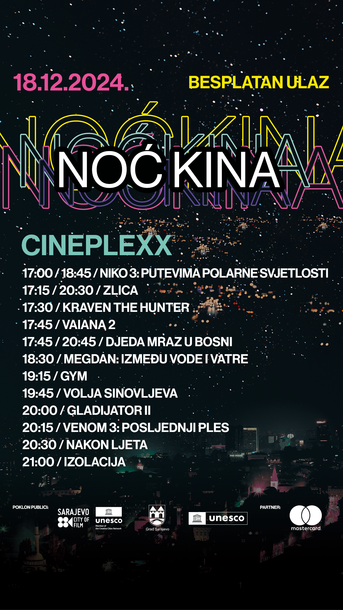 Program za Noć kina u Sarajevu