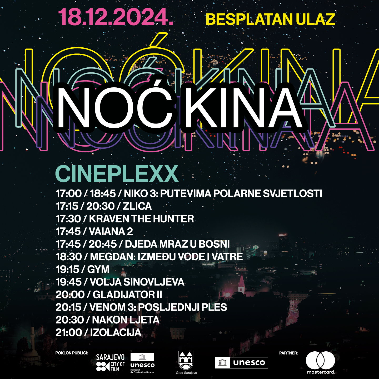 Program za Noć kina u Sarajevu