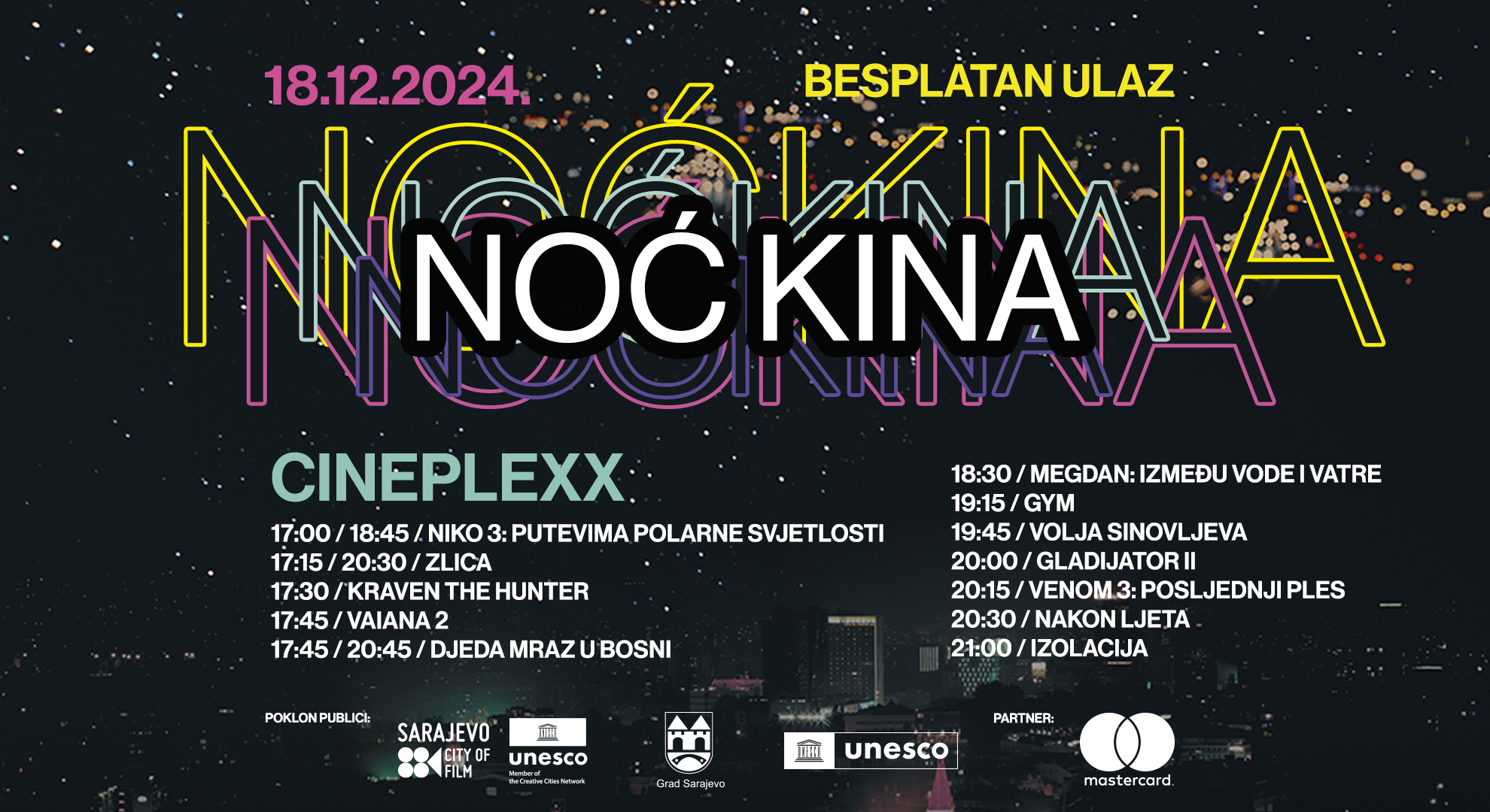 Program za Noć kina u Sarajevu