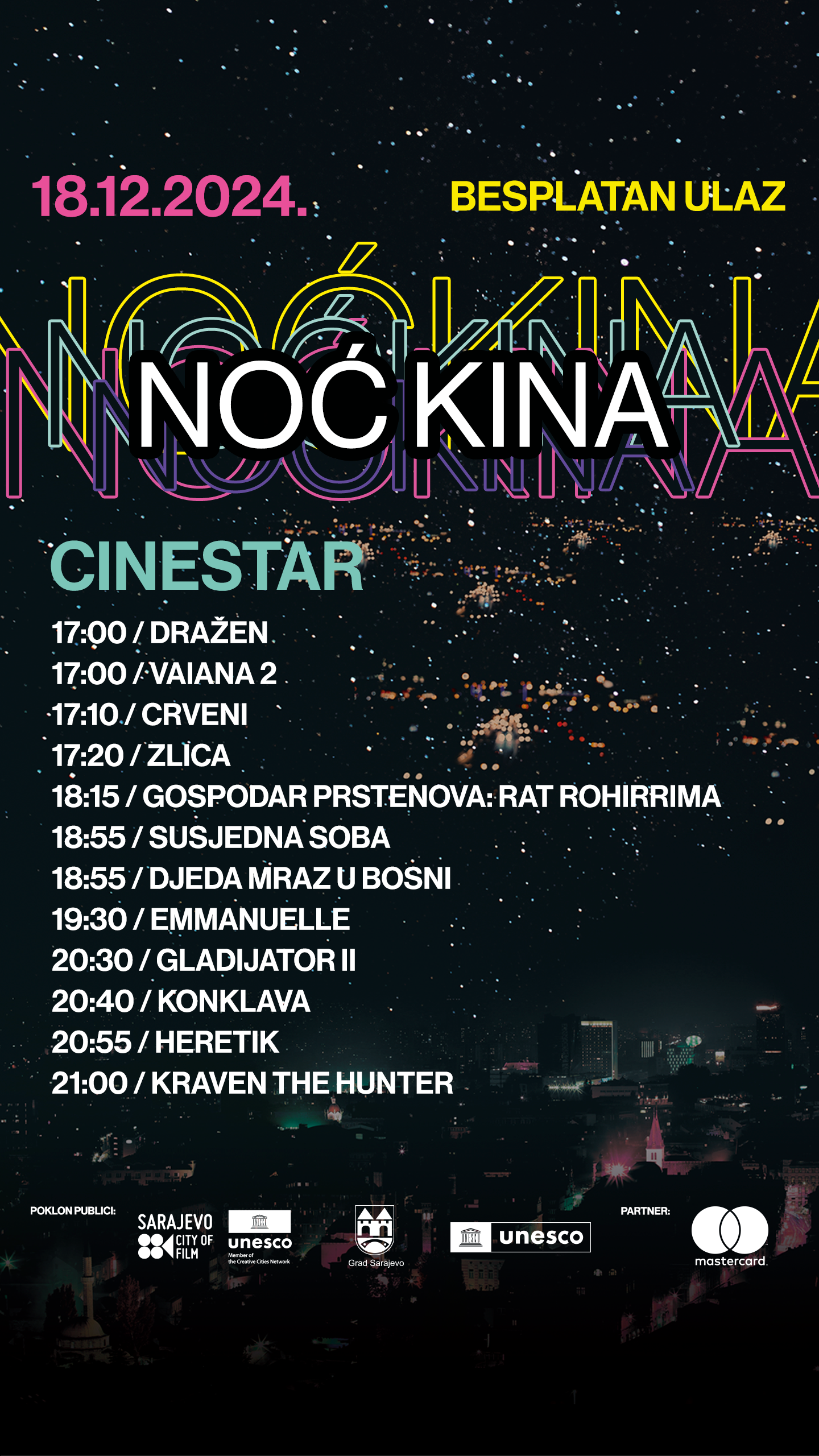 Program za Noć kina u Sarajevu