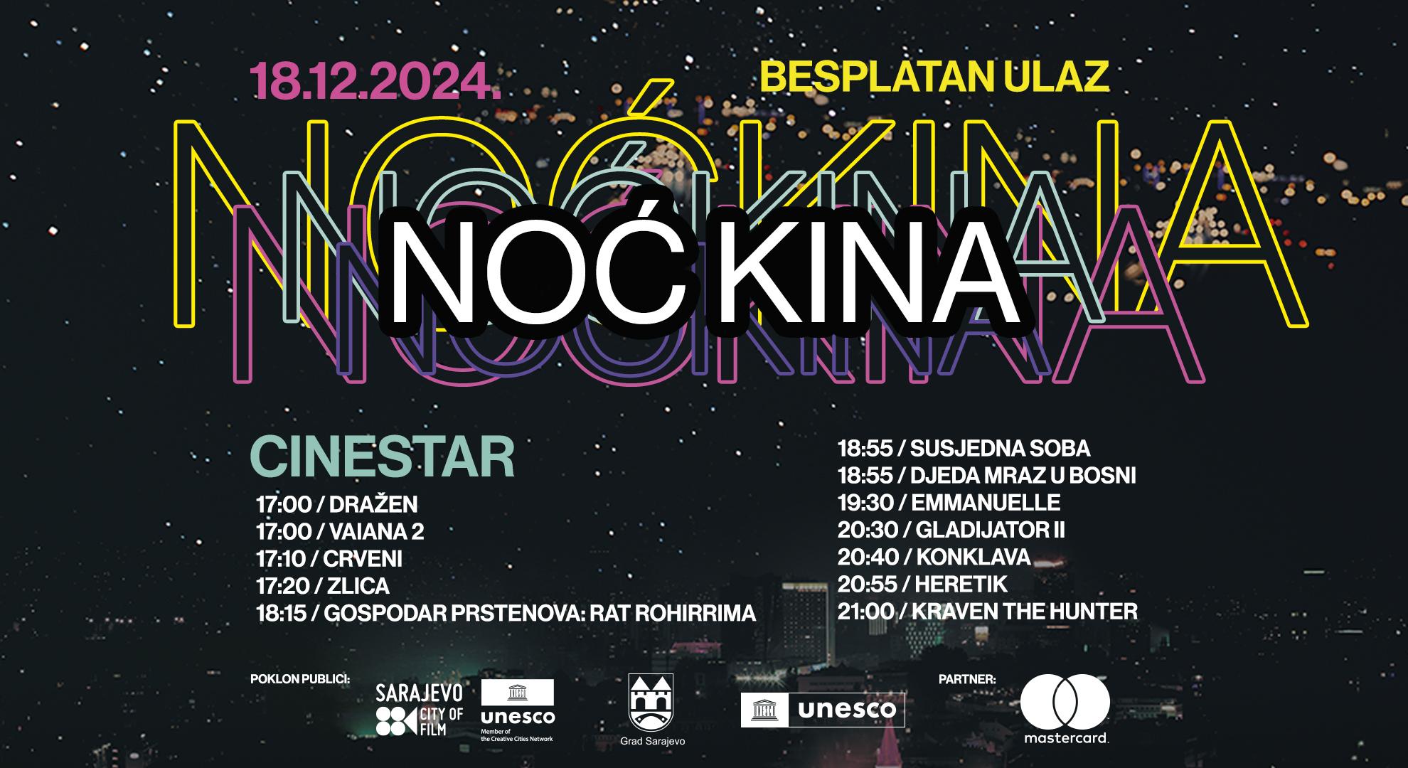 Program za Noć kina u Sarajevu