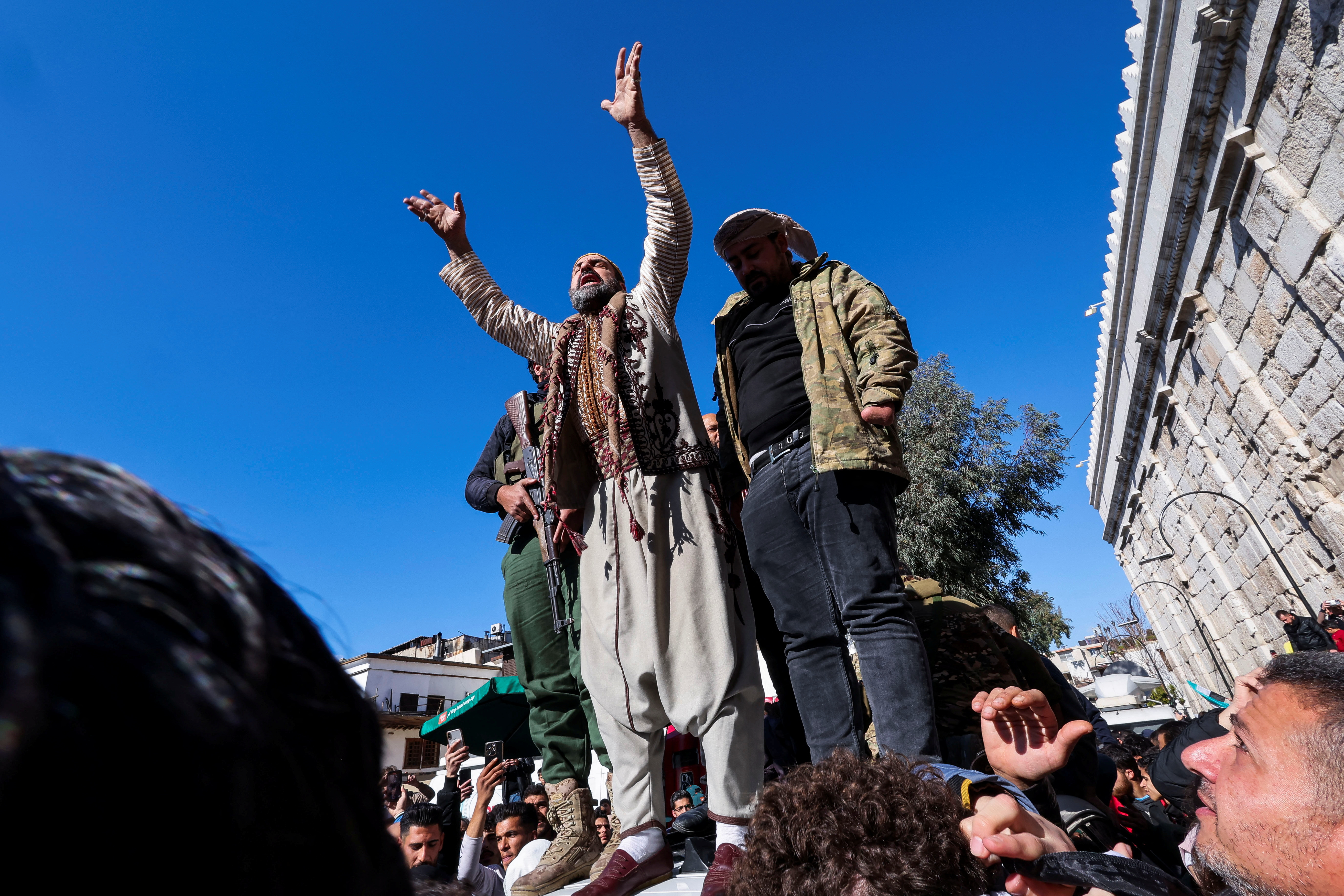 The first Friday at Umayyad Mosque after members of the ruling Syrian body settle in to take control of the city, in Damascus