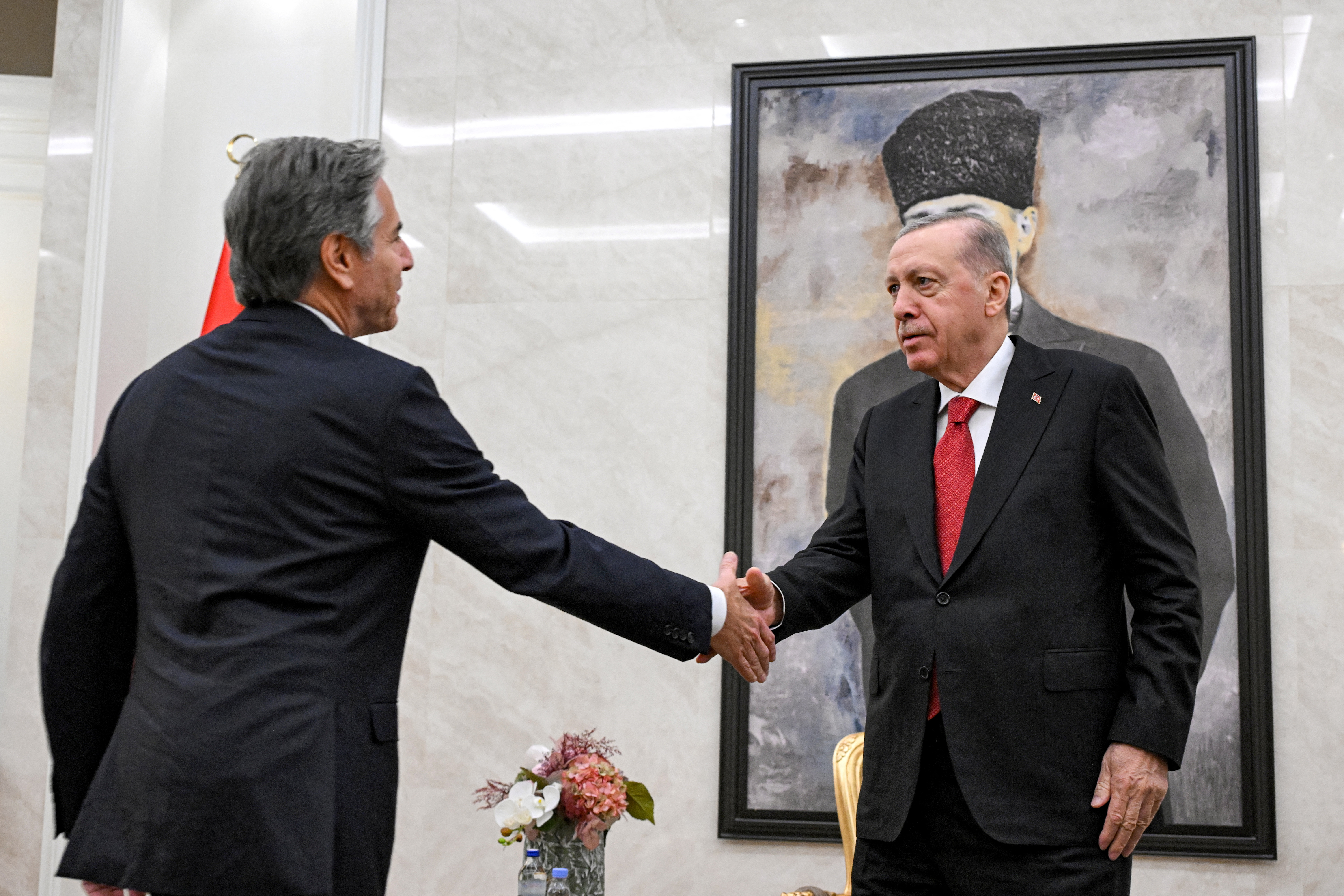 U.S. Secretary of State Antony Blinken and Turkey's President Tayyip Erdogan meet at Ankara Esenboga Airport
