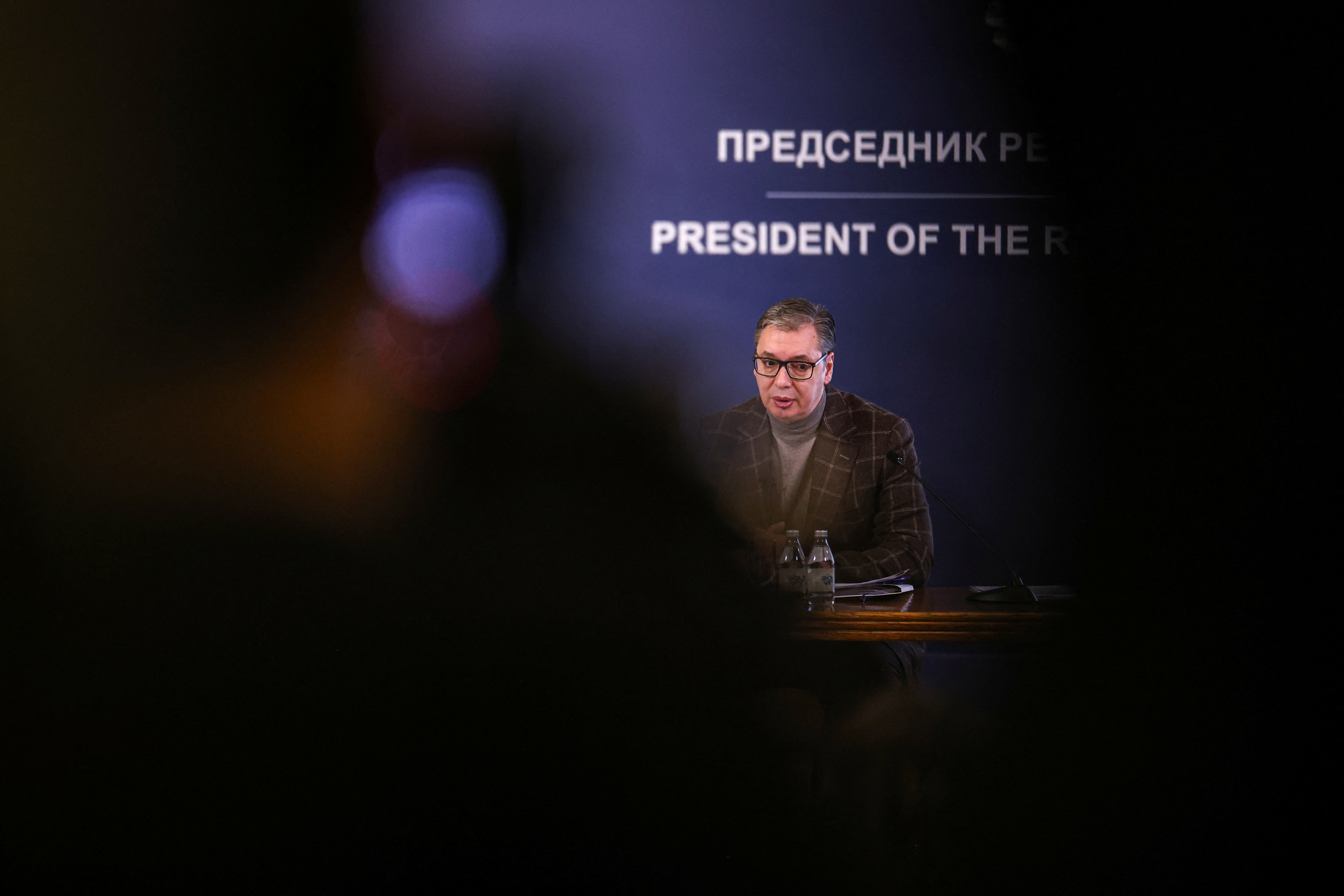 Serbian President Aleksandar Vucic news conference in Belgrade