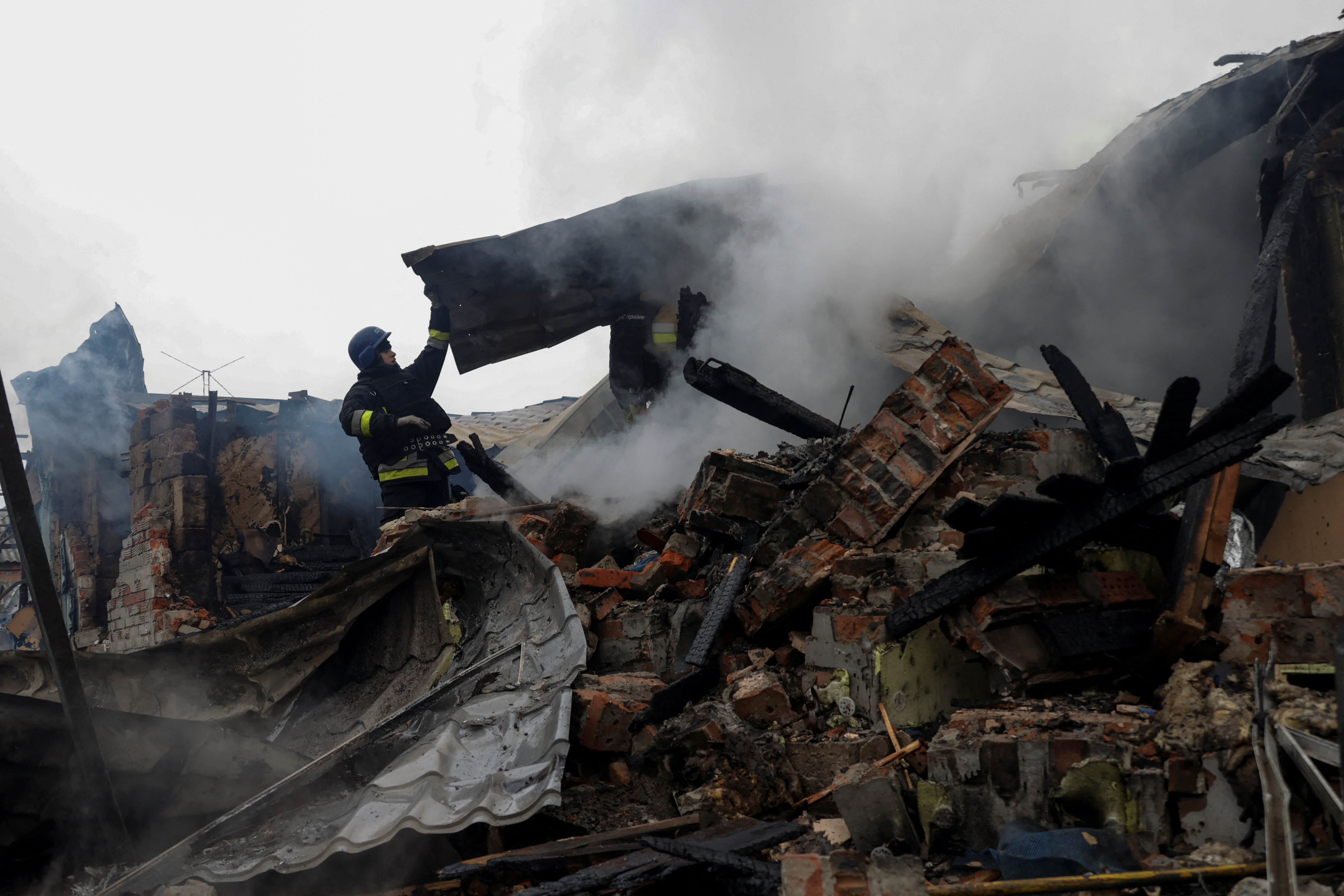 Aftermath of a Russian drone attack in Kharkiv