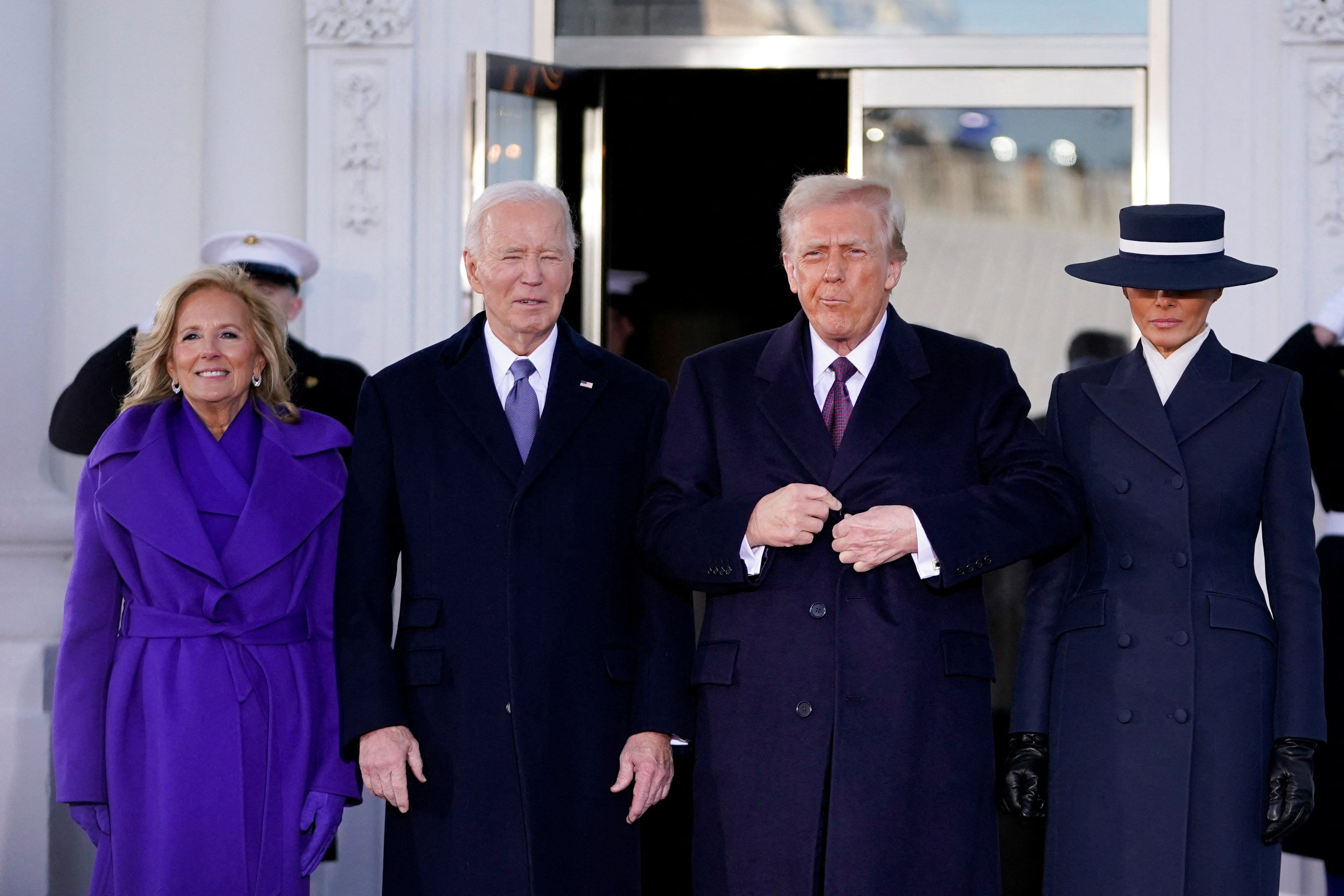 U.S. President-elect Donald Trump and his wife Melania Trump meet with U.S. President Joe Biden and first lady Jill Biden at the White House