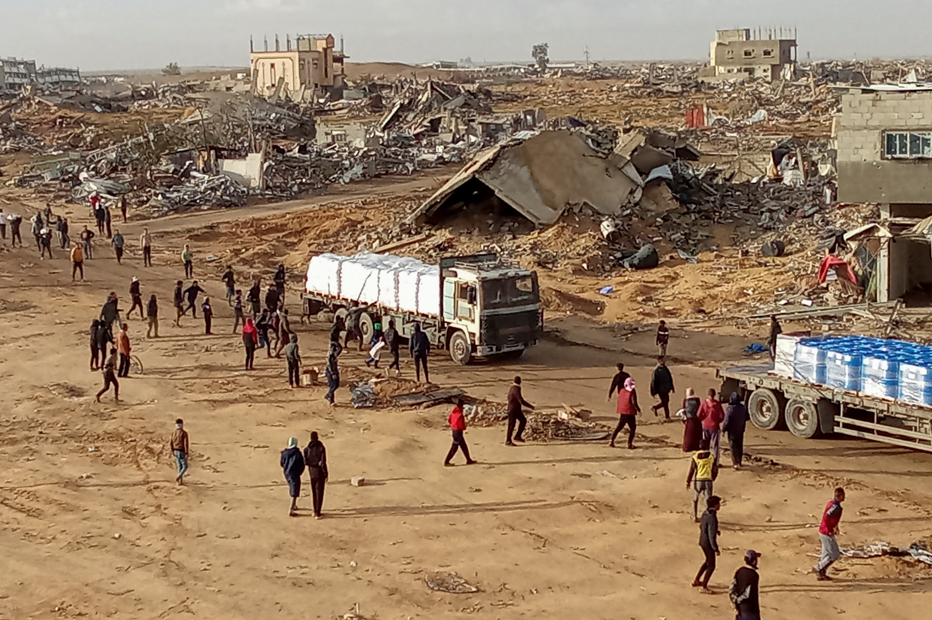 Aid trucks cross into the Gaza Strip