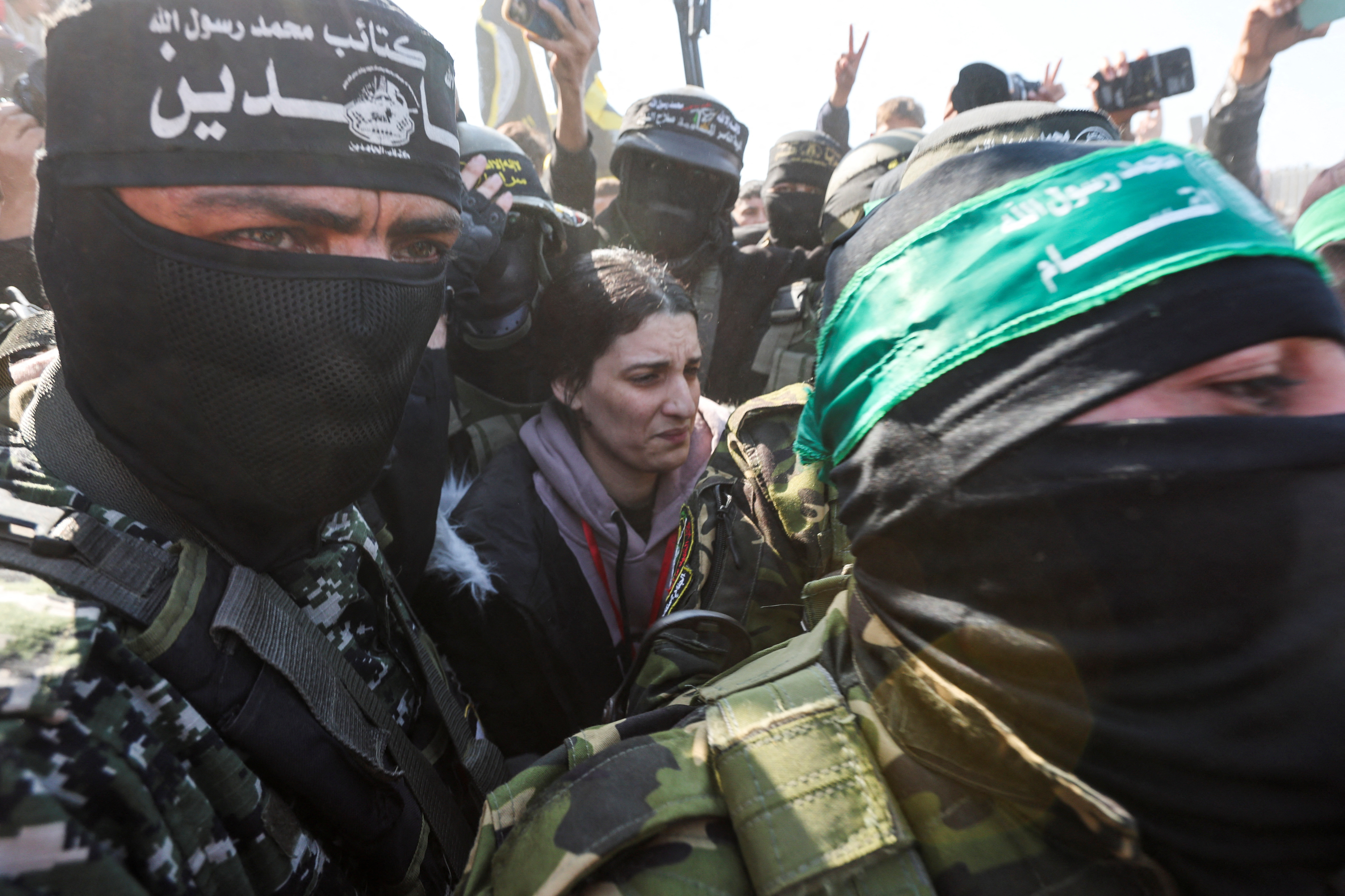 Hostages-prisoners swap deal between Hamas and Israel, in Khan Younis in the southern Gaza Strip