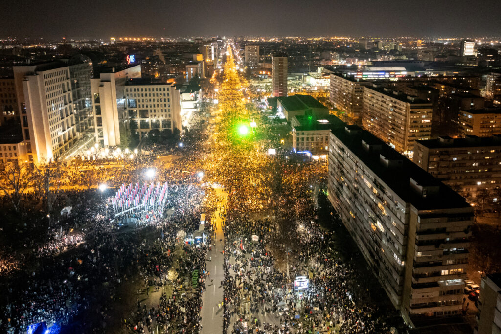 Anti government protest over the fatal railway station roof collapse in Novi Sad