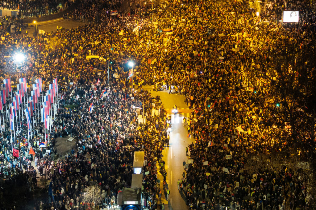 Anti government protest over the fatal railway station roof collapse in Novi Sad