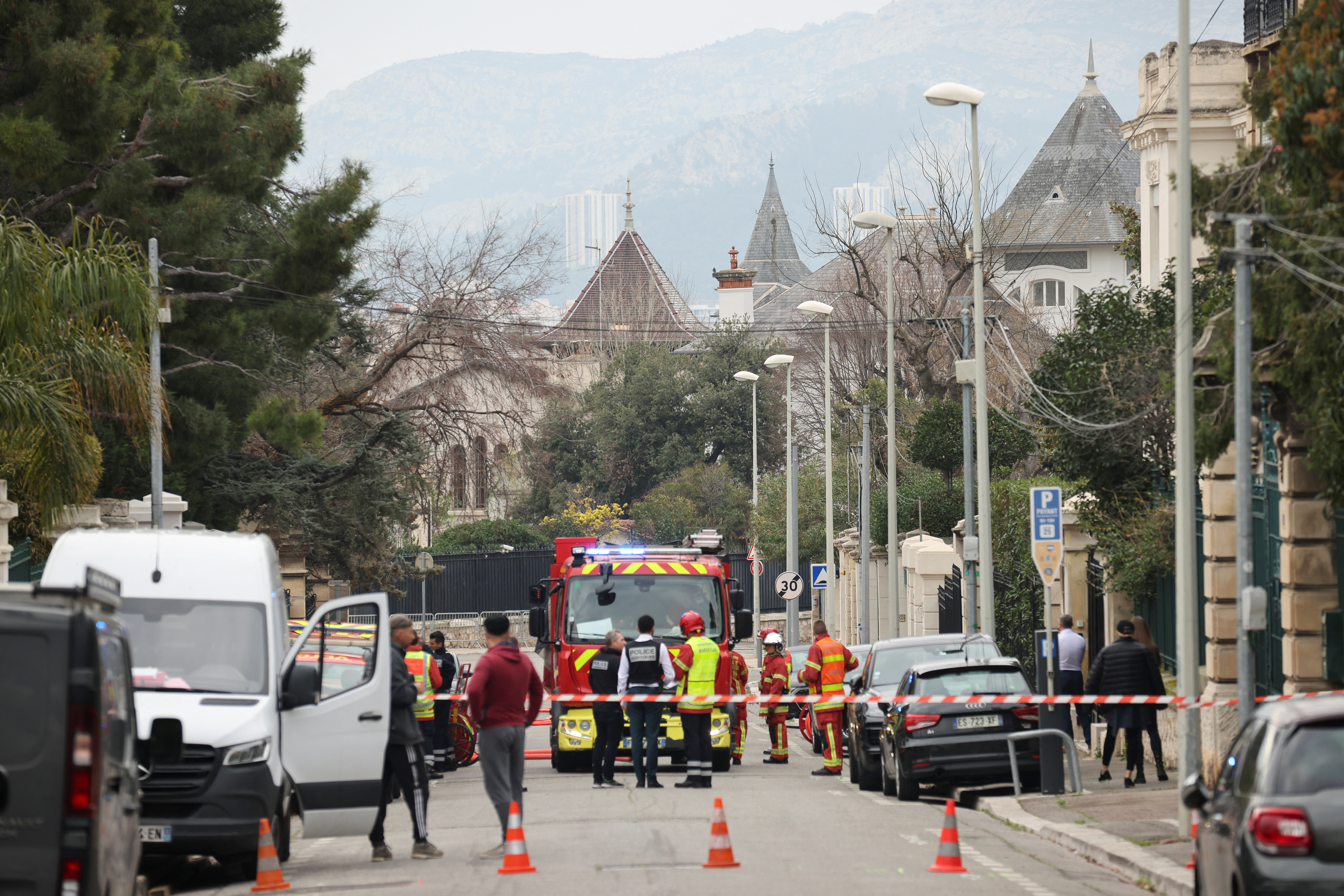 Russian consulate in Marseille after the consul general confirmed there had been an explosion