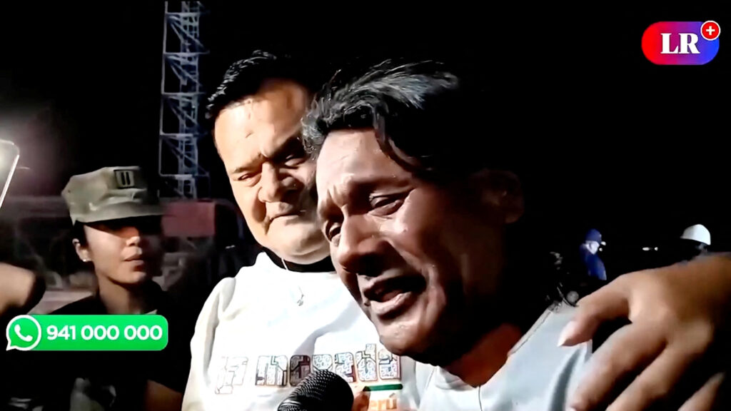 Peruvian fisherman Maximo Napa, who spent 95 days lost in the Pacific Ocean before being rescued by an Ecuadorian fishing patrol, speaks to media in Paita