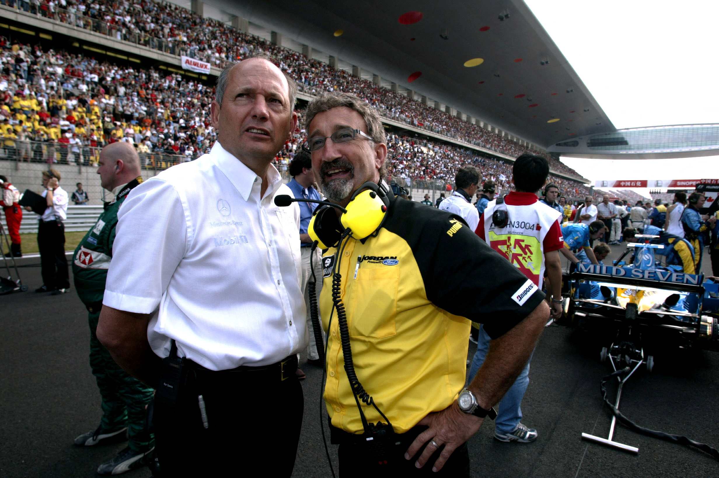 FILE PHOTO: Ron Dennis - McLaren Team Boss with Eddie Jordan - Jordan Team Boss