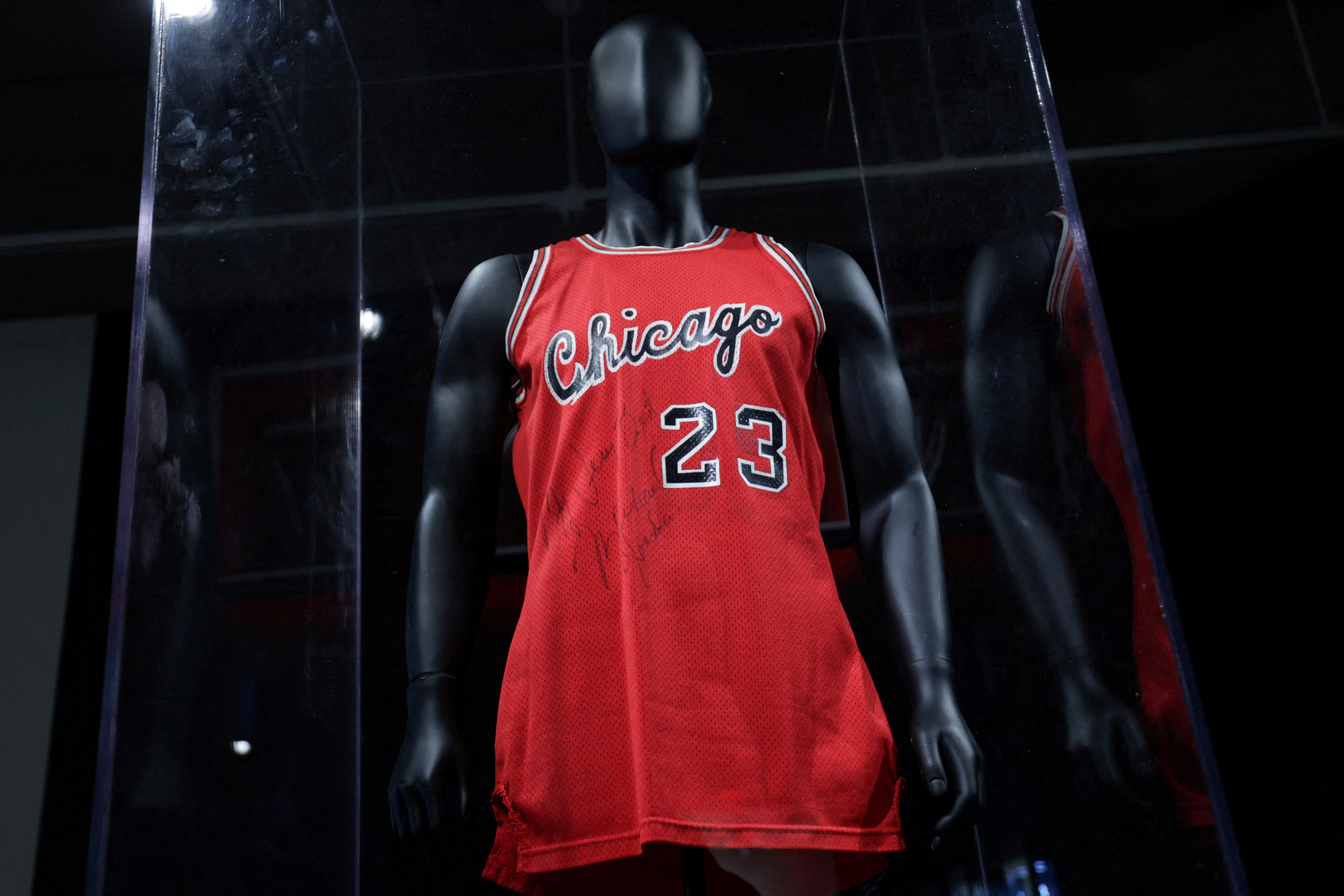 First game-worn jersey of Chicago Bulls NBA star Michael Jordan up for sale at Sotheby's in New York