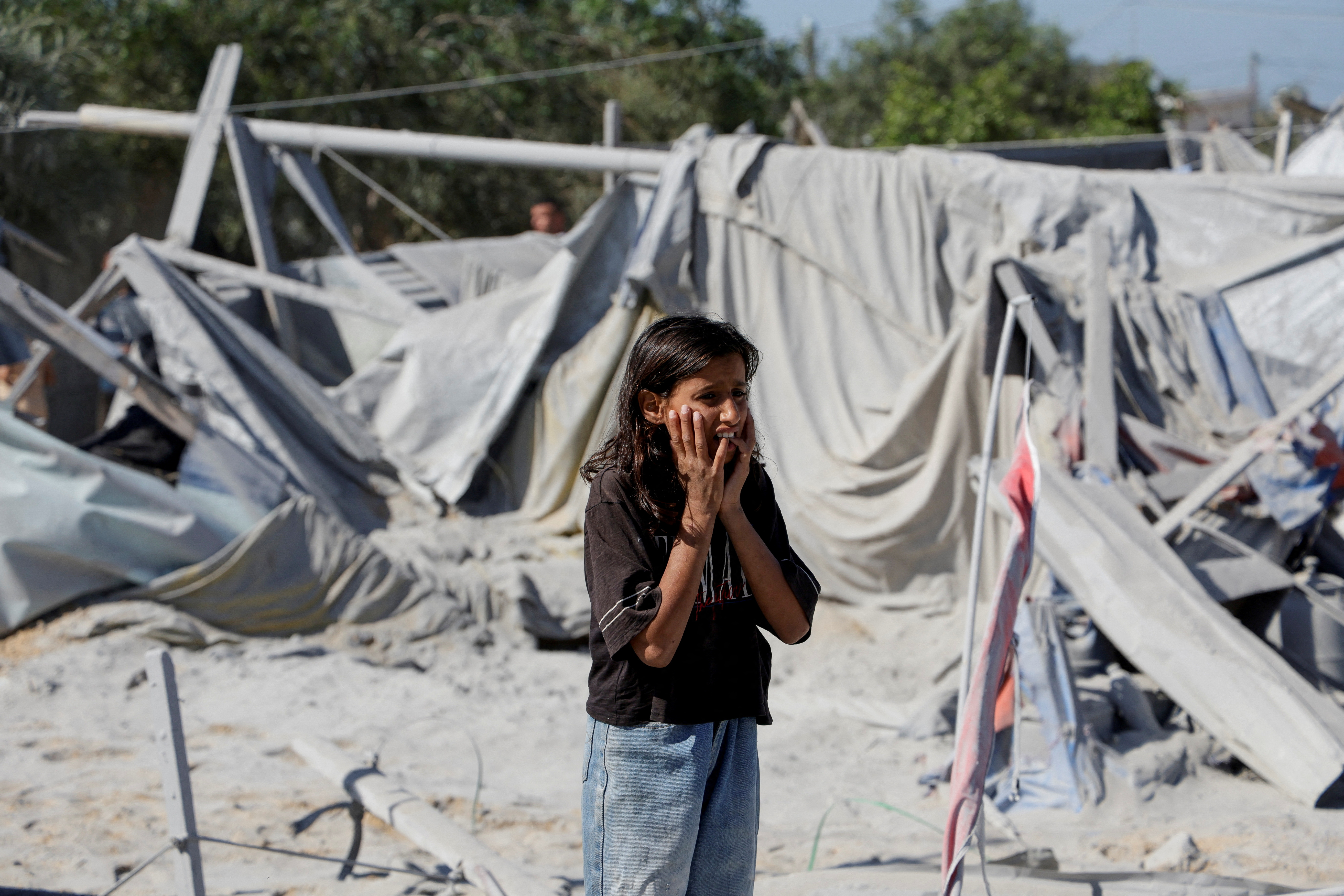 Israeli strike at a tent camp sheltering displaced people, in Khan Younis