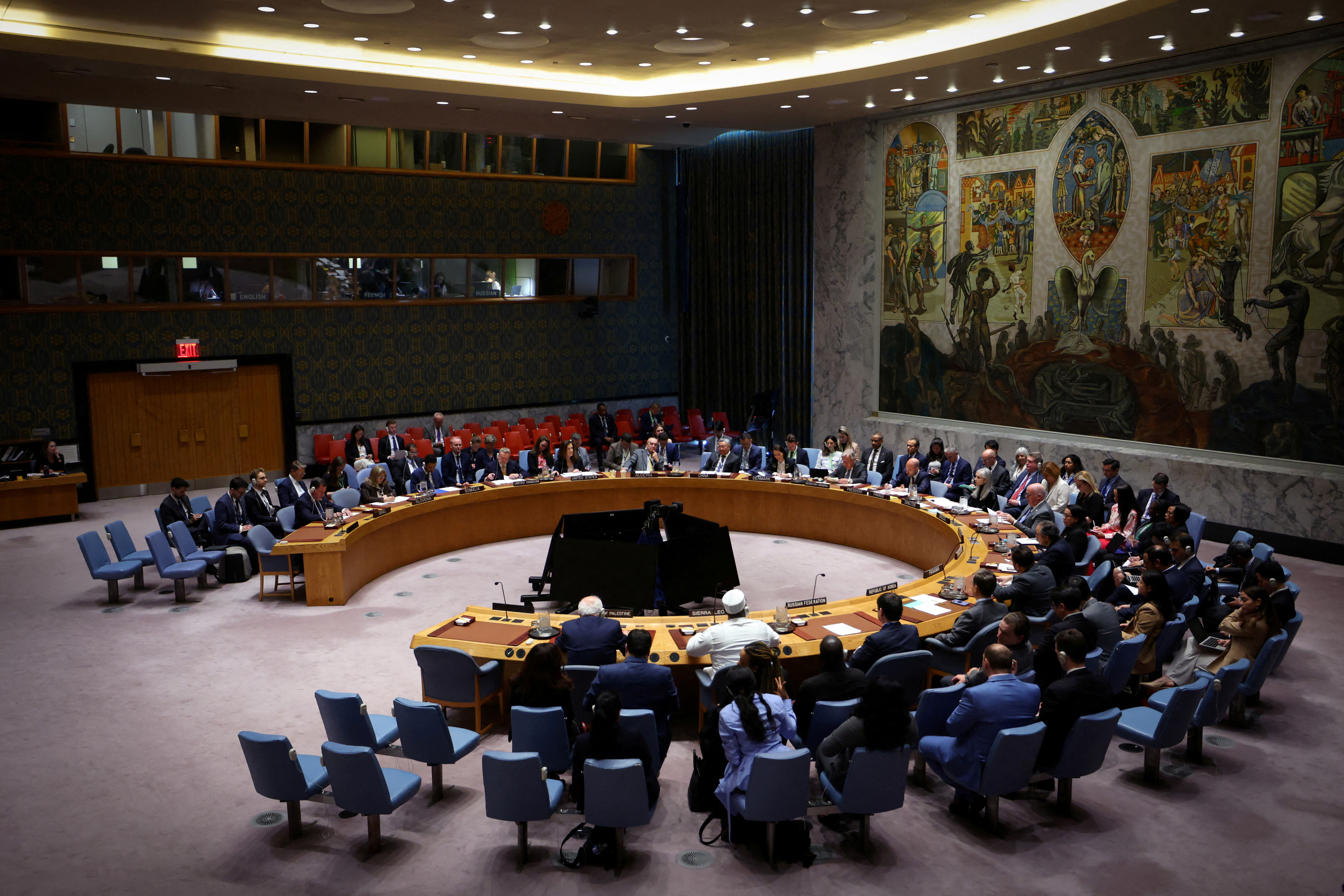 France's Minister for Europe and Foreign Affairs Jean-Noel Barrot chairs U.N. Security Council meeting on Israel and Palestinian conflict