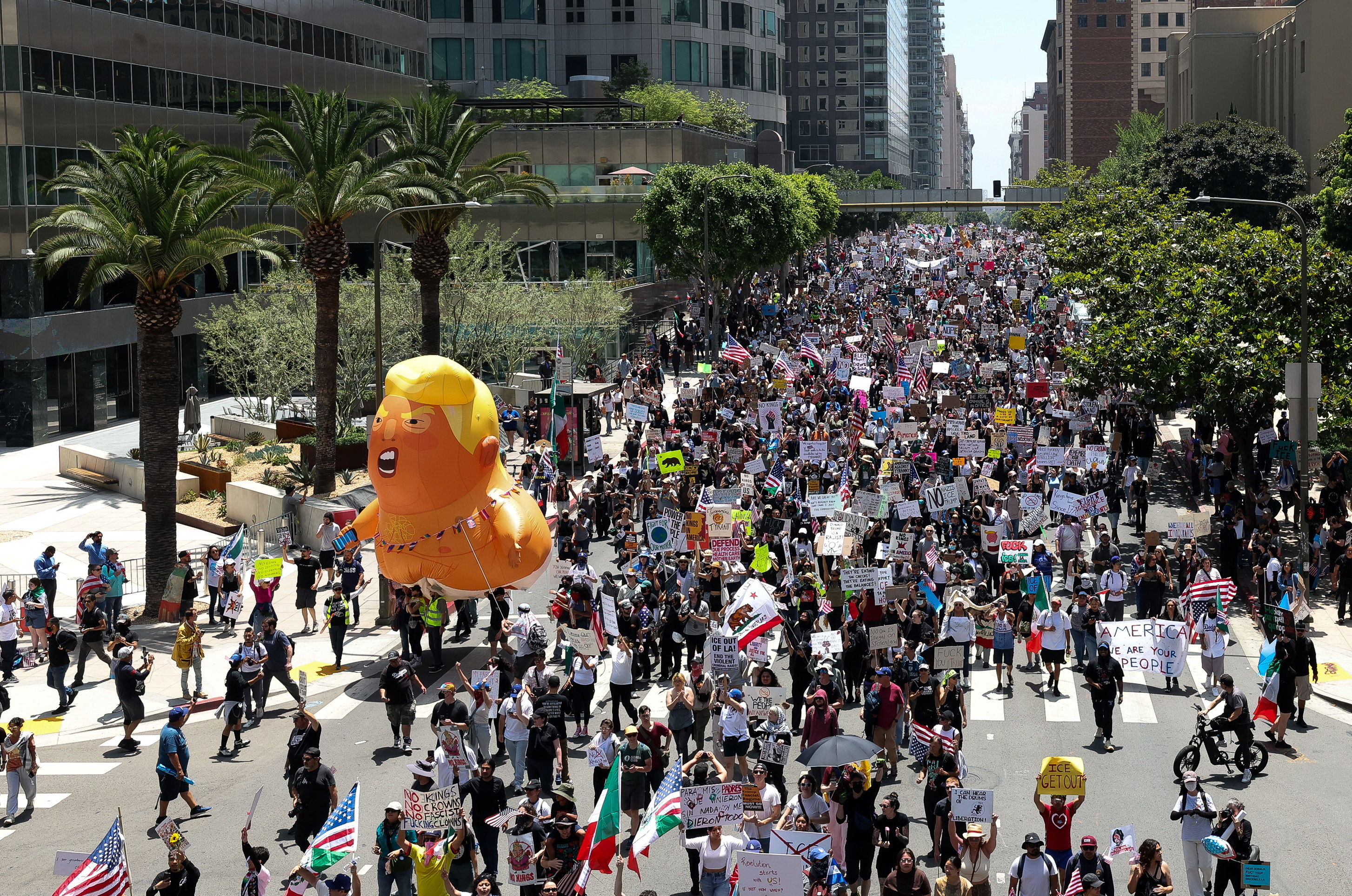 Protest against U.S. President Donald Trump's policies, in Los Angeles