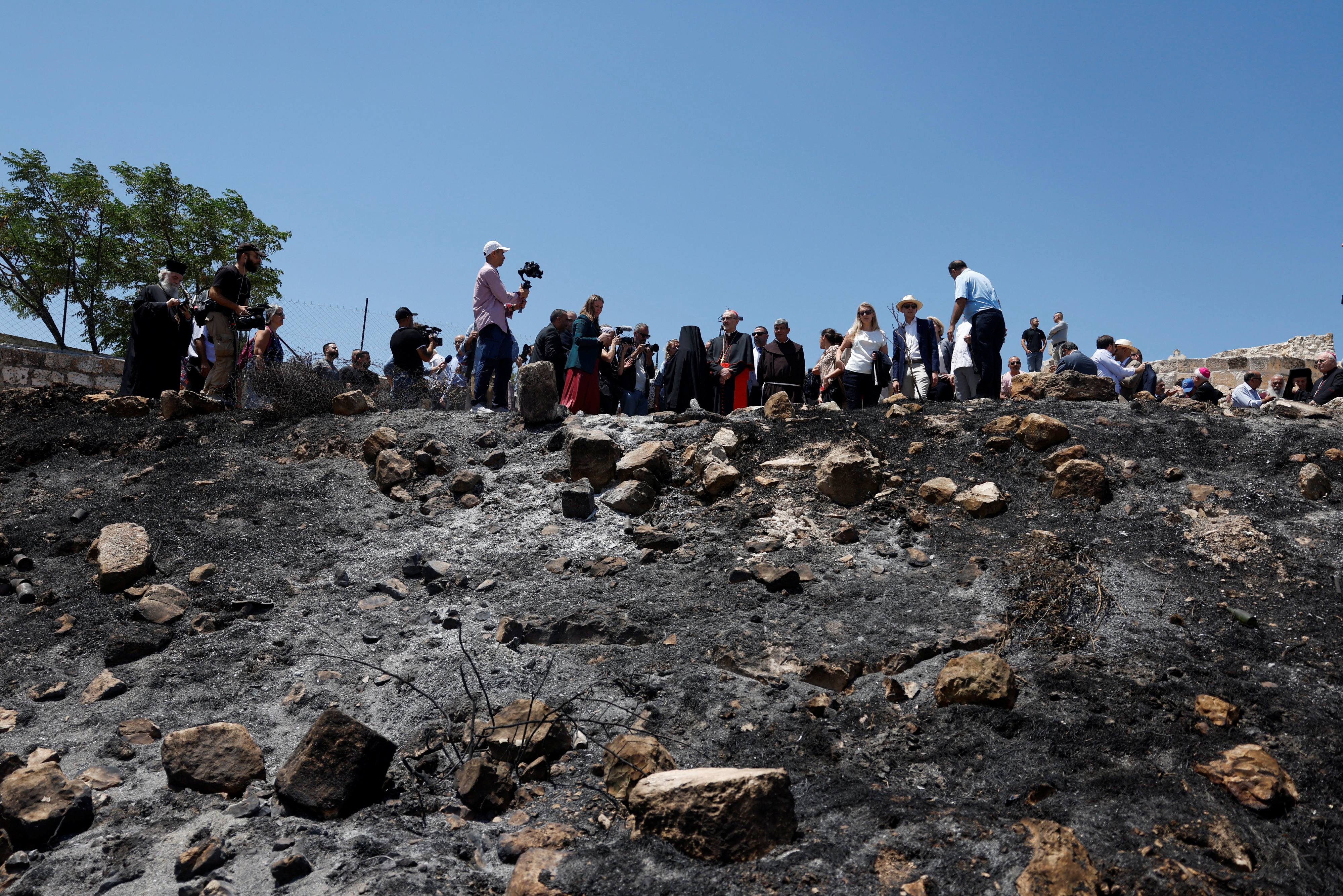 Zapaljena crkva na Zapadnoj Obali, u gradu Tayabeh