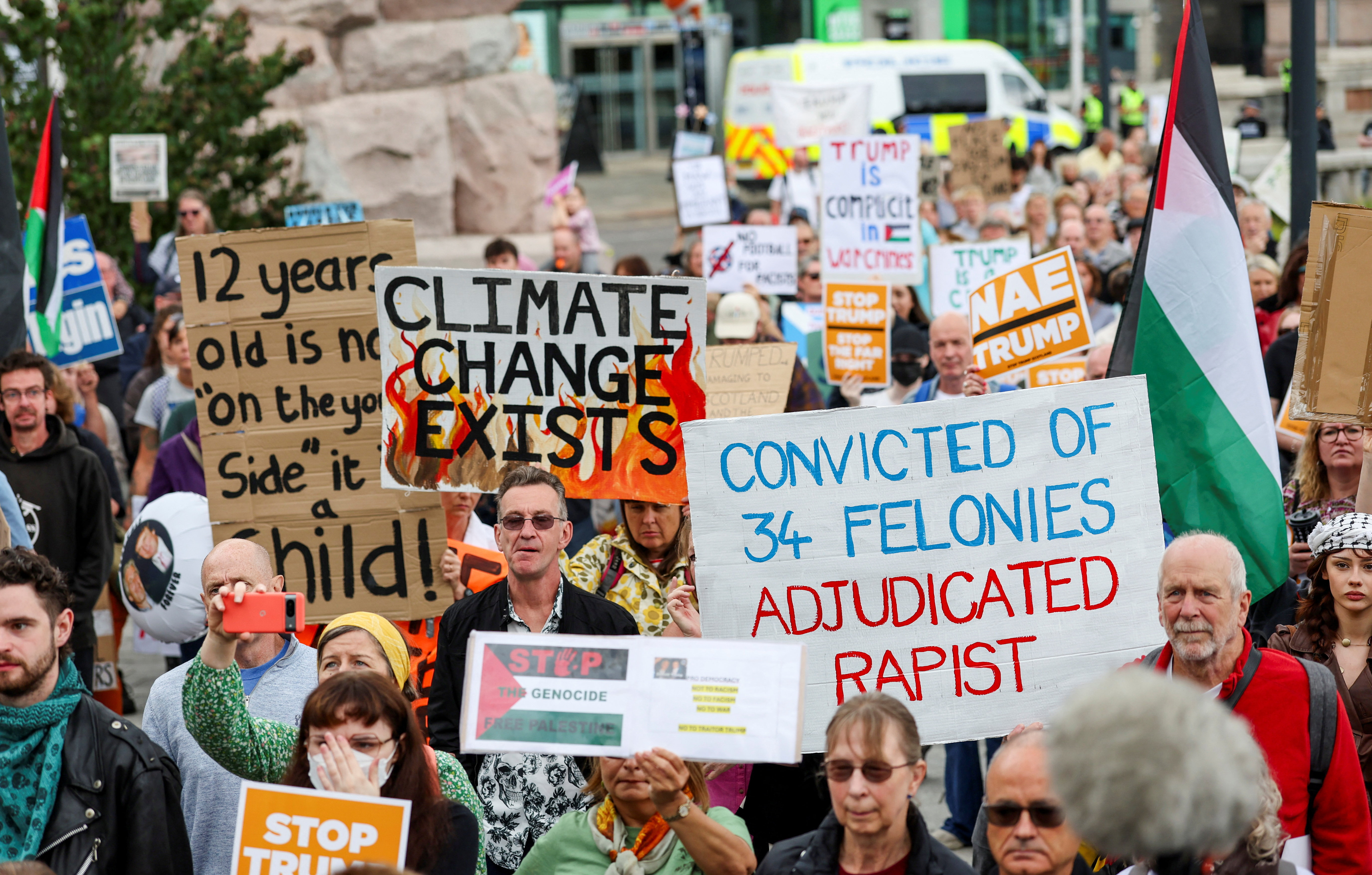 Protest protiv posjete američkog predsjednika Donalda Trumpa u Aberdeenu