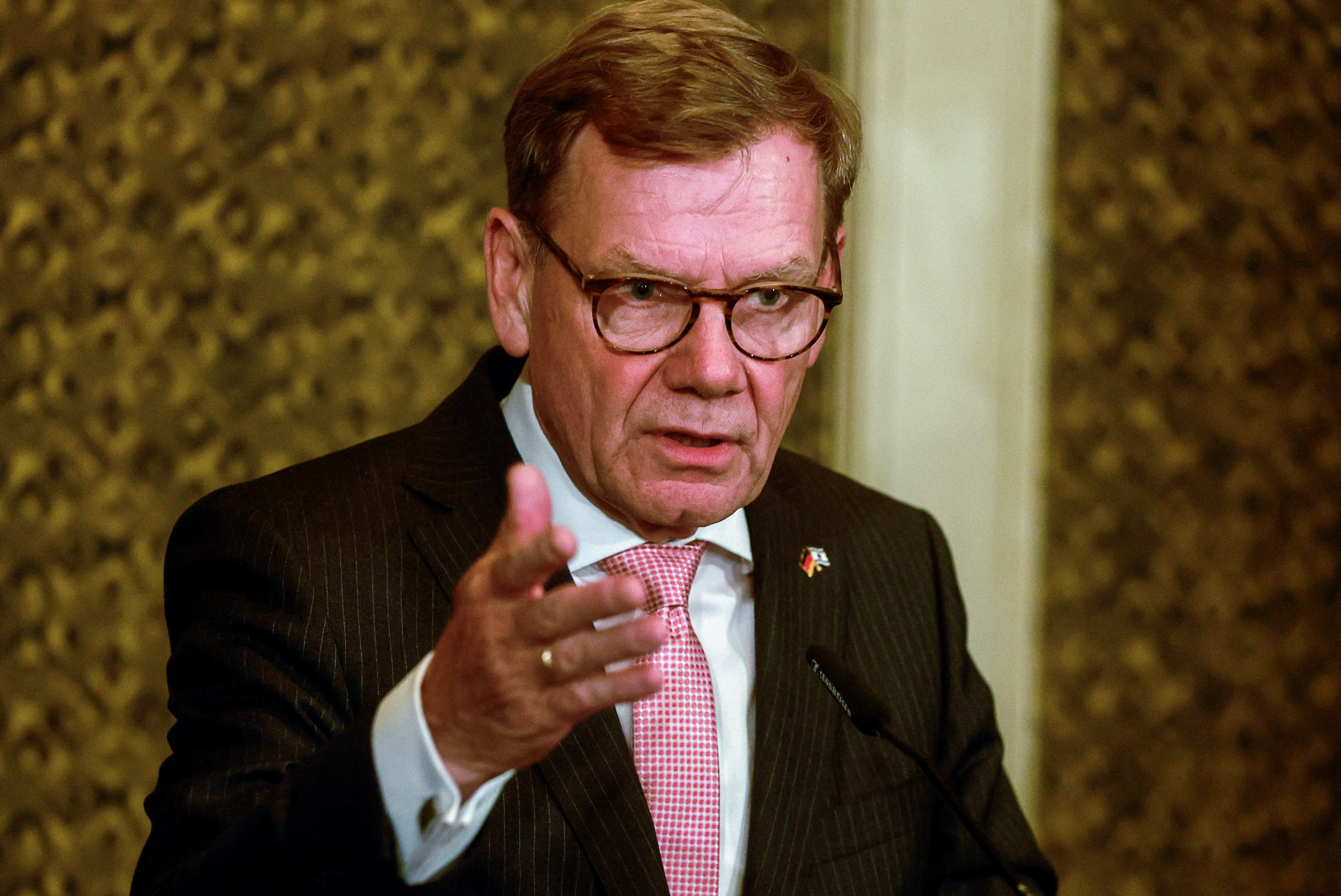 German Foreign Minister Johann Wadephul attends a press conference at the King David Hotel, in Jerusalem, July 31, 2025. REUTERS/Ammar Awad