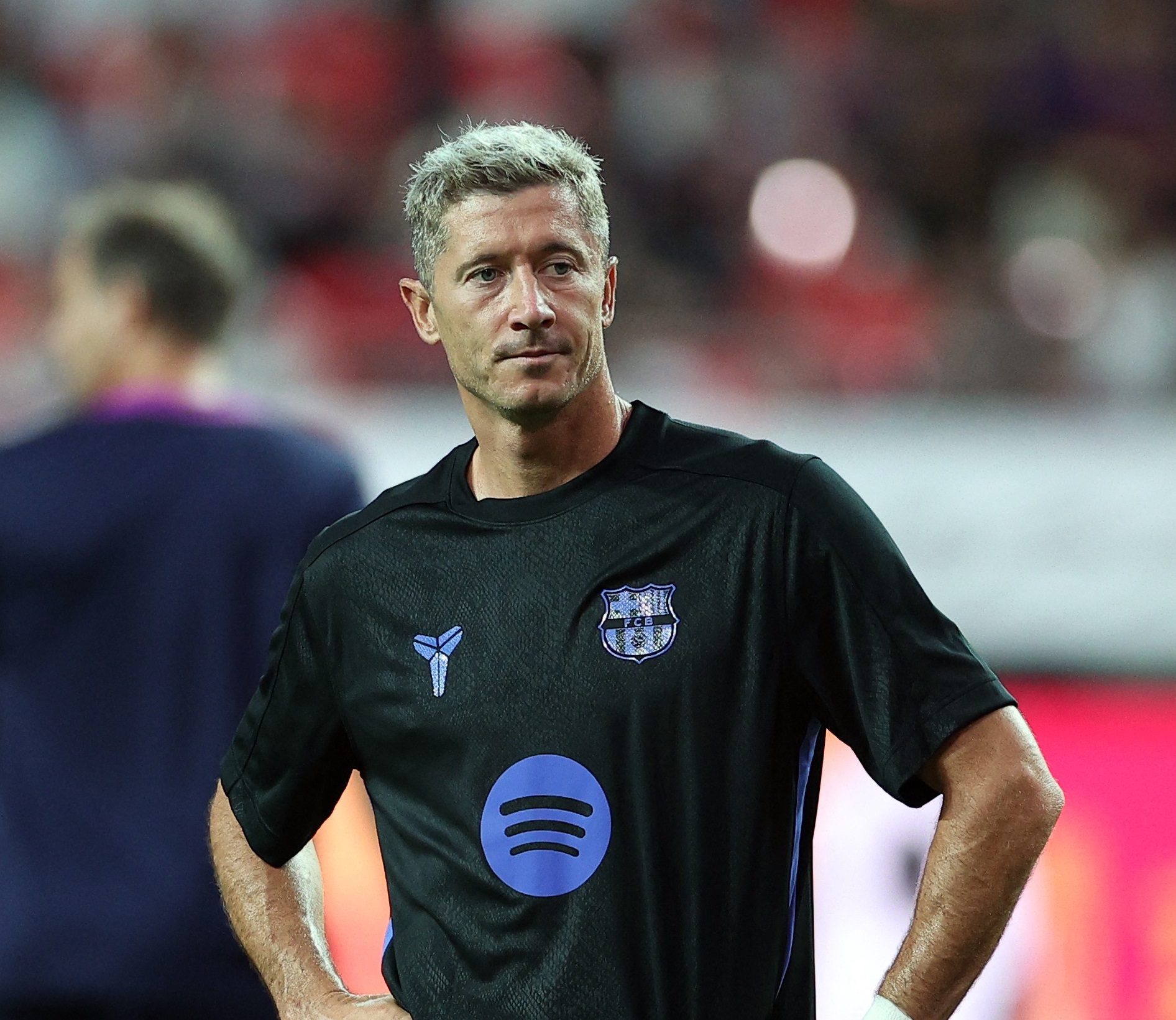Soccer Football - Pre-Season Friendly - FC Seoul v FC Barcelona - Seoul World Cup Stadium, Seoul, South Korea - July 31, 2025 FC Barcelona's Robert Lewandowski during the warm up before the match REUTERS/Kim Hong-Ji