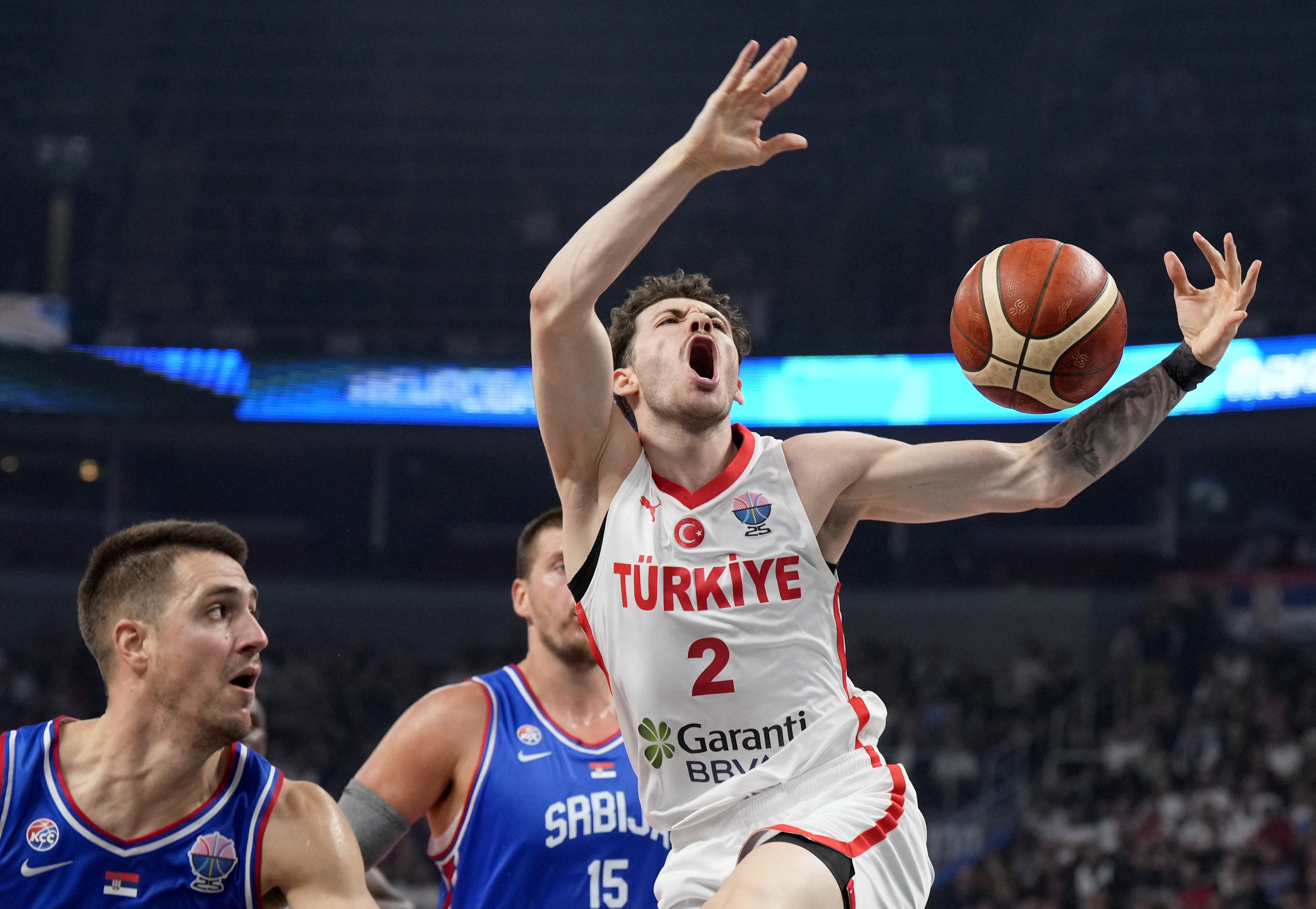 Basketball - FIBA EuroBasket 2025 - Group Phase - Turkey v Serbia - Xiaomi Arena, Riga, Latvia - September 3, 2025 Turkey's Sehmus Haze in action REUTERS/Ints Kalnins