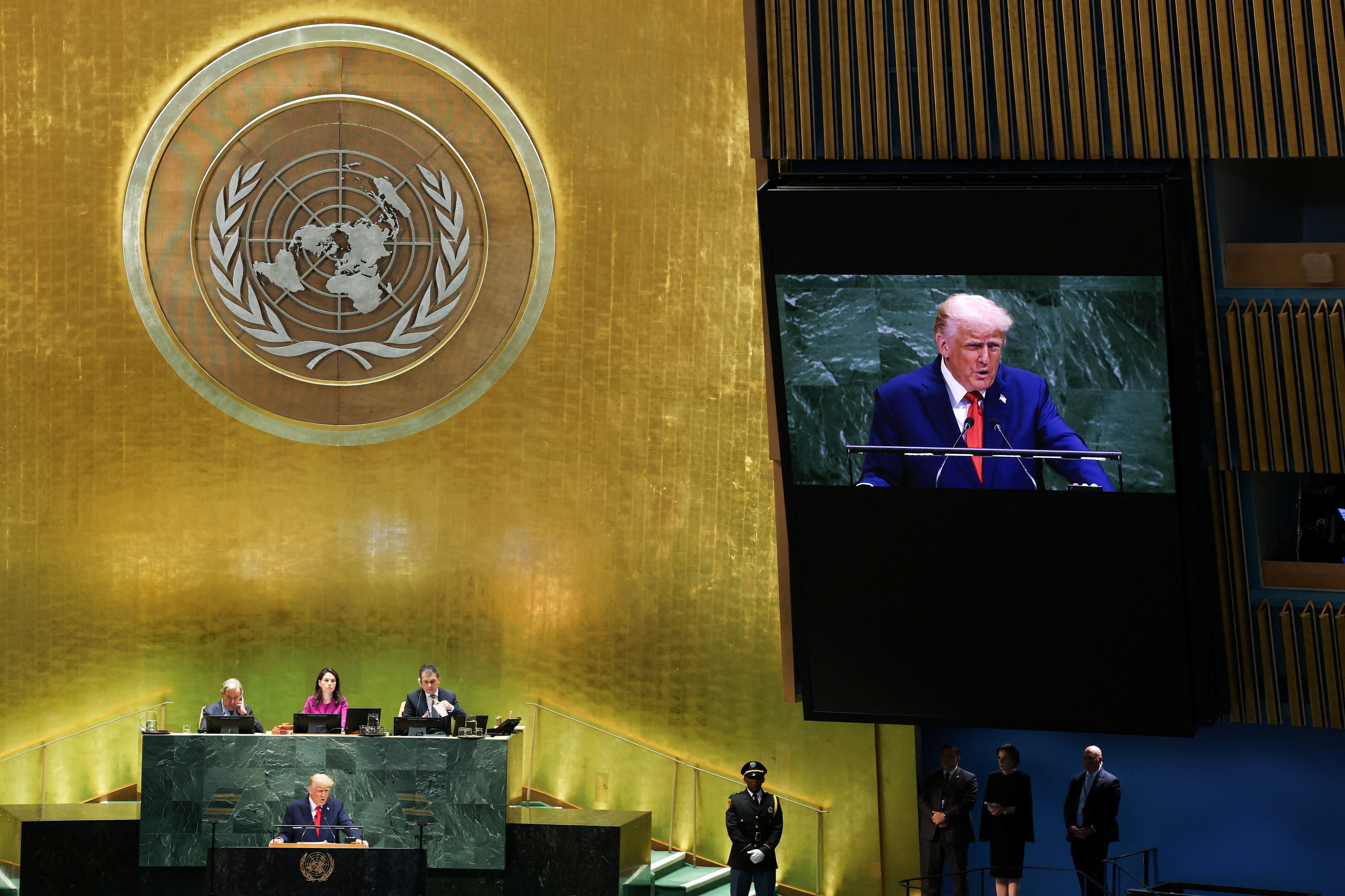U.S. President Donald Trump addresses the 80th United Nations General Assembly at U.N. headquarters in New York City, U.S., September 23, 2025.  REUTERS/MIKE SEGAR
