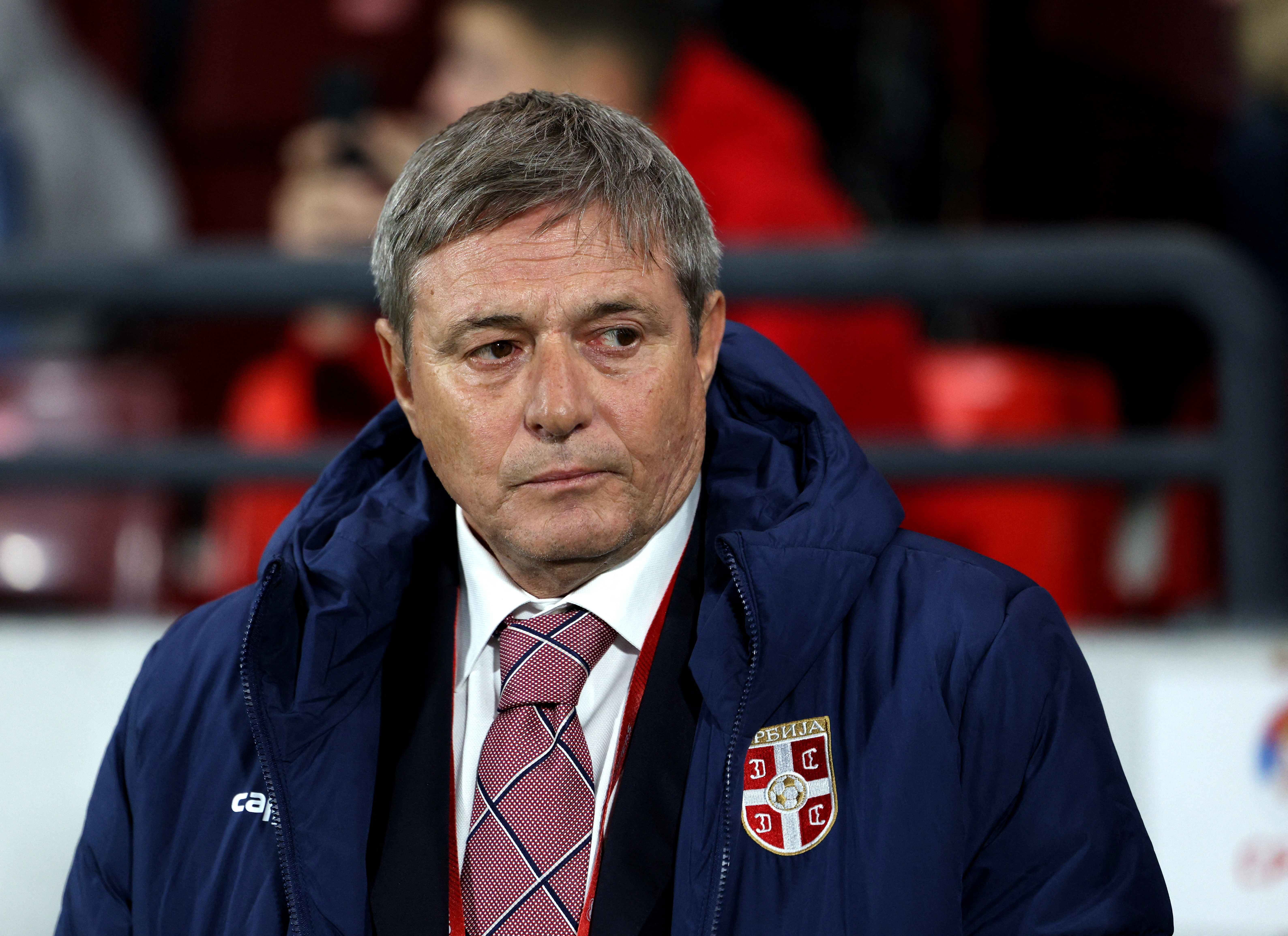 Soccer Football - FIFA World Cup - UEFA Qualifiers - Group K - Serbia v Albania - Dubocica Stadium, Leskovac, Serbia - October 11, 2025 Serbia coach Dragan Stojkovic before the match REUTERS/Florion Goga