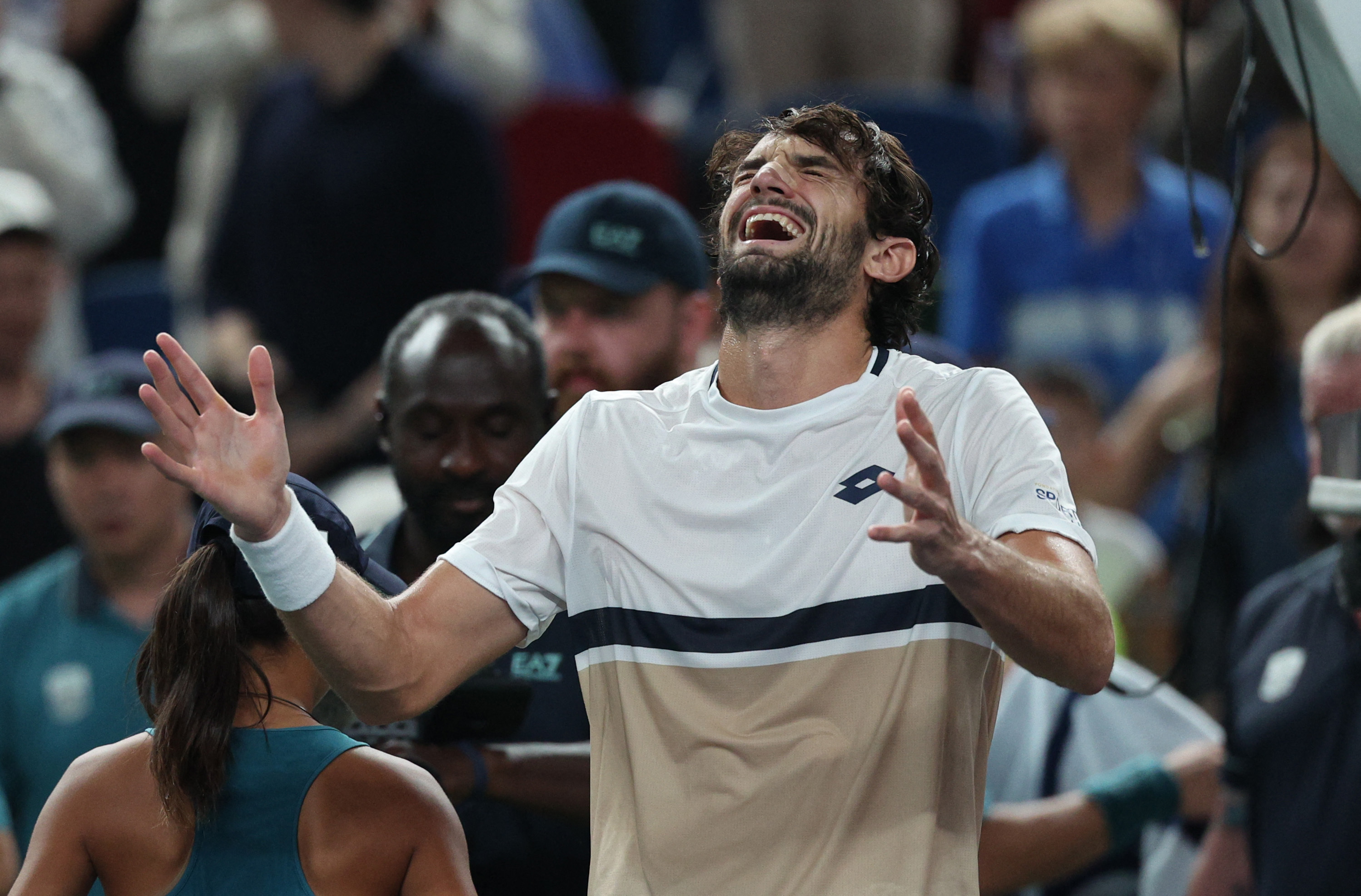 Tennis - ATP Masters 1000 - Shanghai Masters - Qizhong Forest Sports City Arena, Shanghai, China - October 12, 2025 Monaco's Valentin Vacherot celebrates after winning the final against France's Arthur Rinderknech REUTERS/Go Nakamura