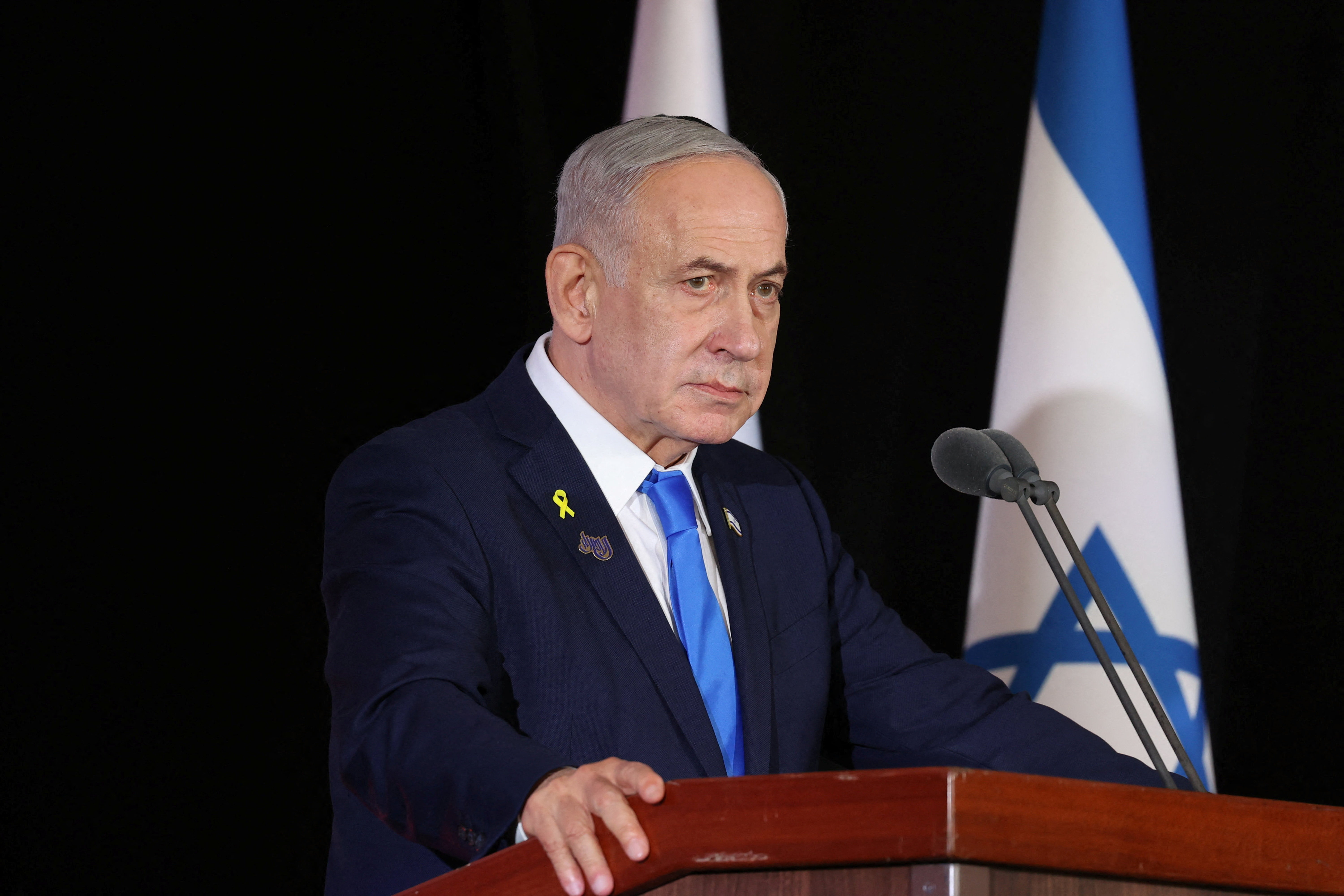 Israeli Prime Minister Benjamin Netanyahu participate in the state memorial ceremony for the fallen of the Iron Swords War on Mount Herzl