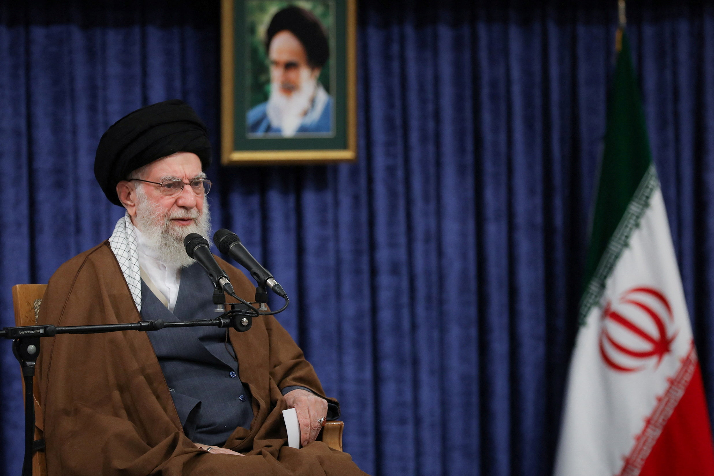 Iran's Supreme Leader Ayatollah Ali Khamenei speaks during a meeting in Tehran