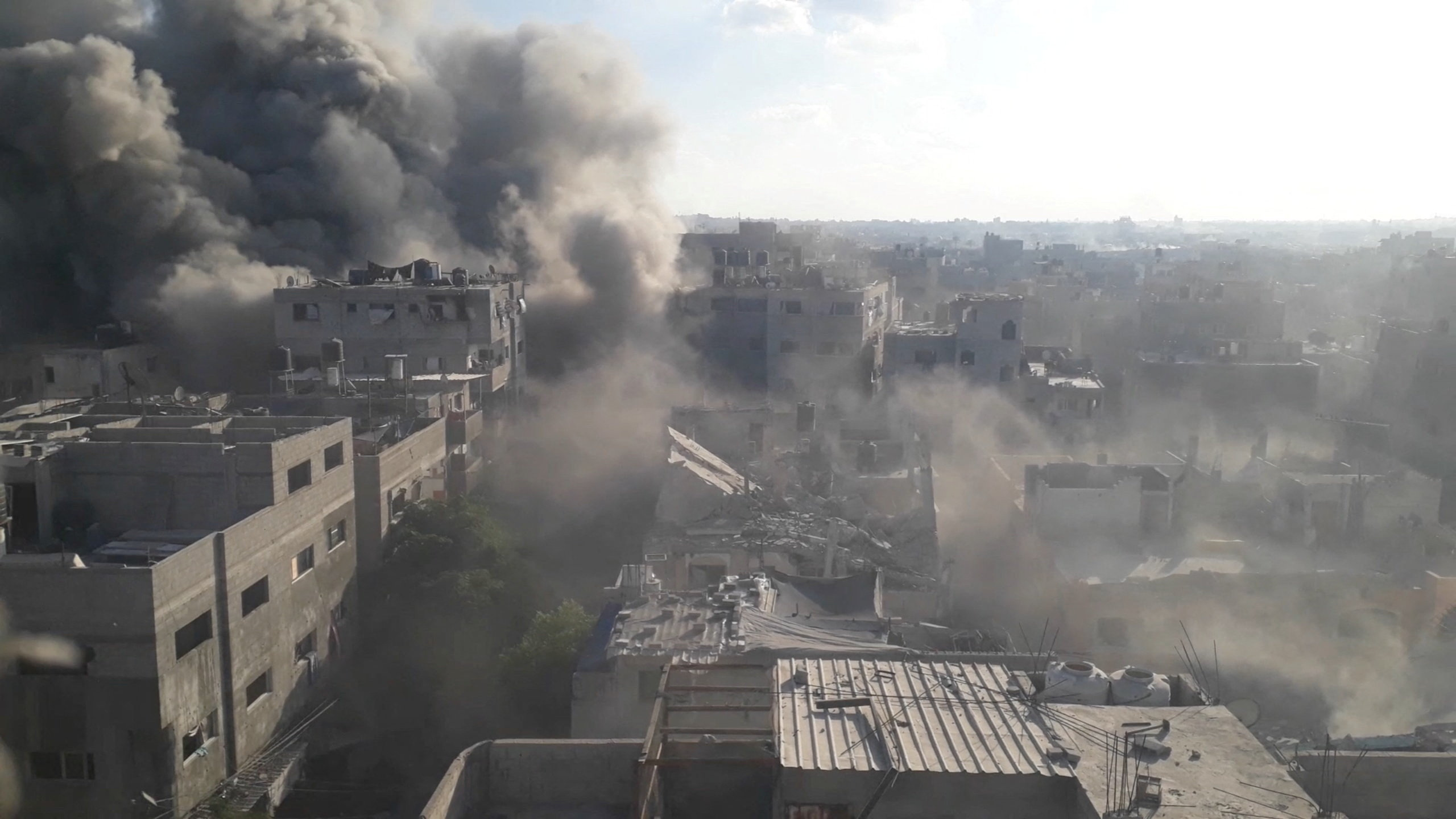 Smoke rises following Israeli strikes at the Bureij refugee camp in the central Gaza Strip October 19, 2025  Video obtained by Reuters/via REUTERS  THIS IMAGE HAS BEEN SUPPLIED BY A THIRD PARTY.
