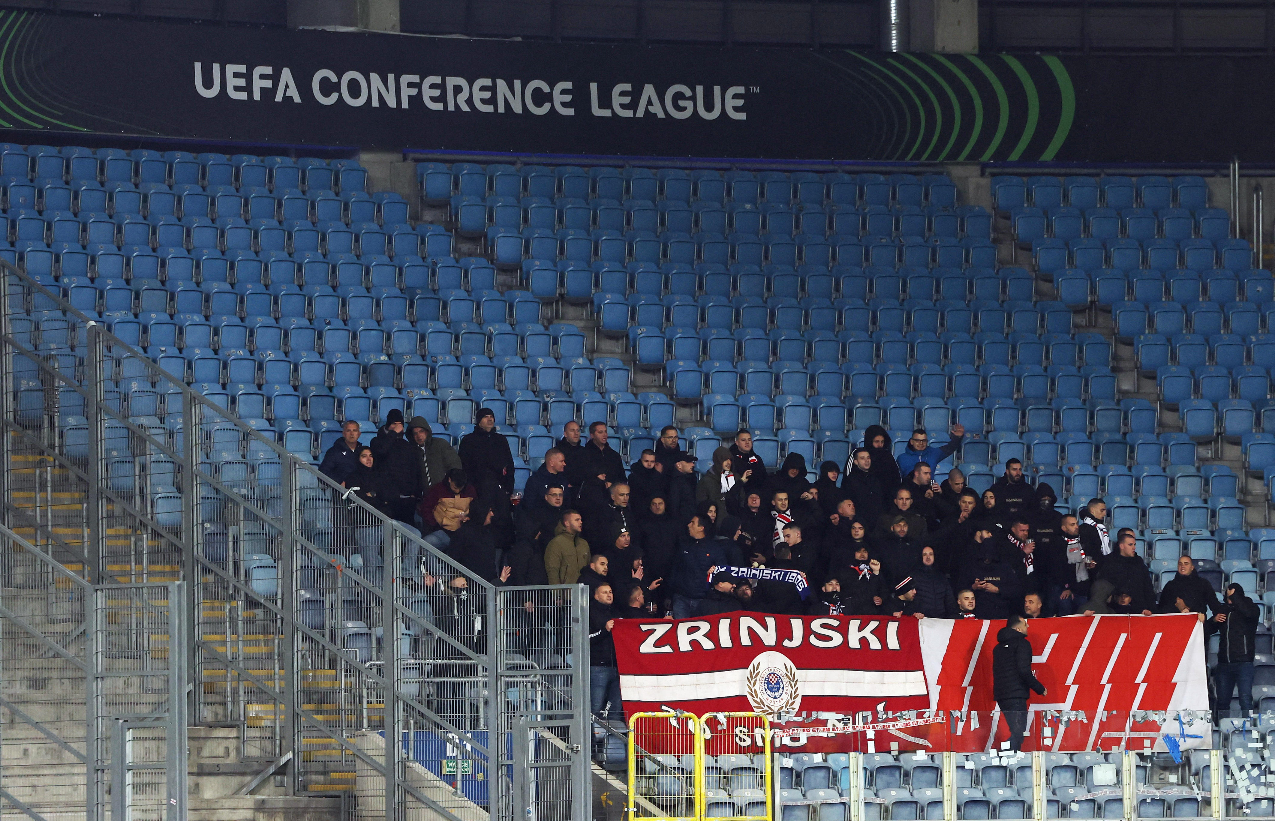 Soccer Football - UEFA Conference League - Dynamo Kyiv v Zrinjski Mostar - Lublin Arena, Lublin, Poland - November 6, 2025 Zrinjski Mostar fans in the stands before the match REUTERS/Kacper Pempel