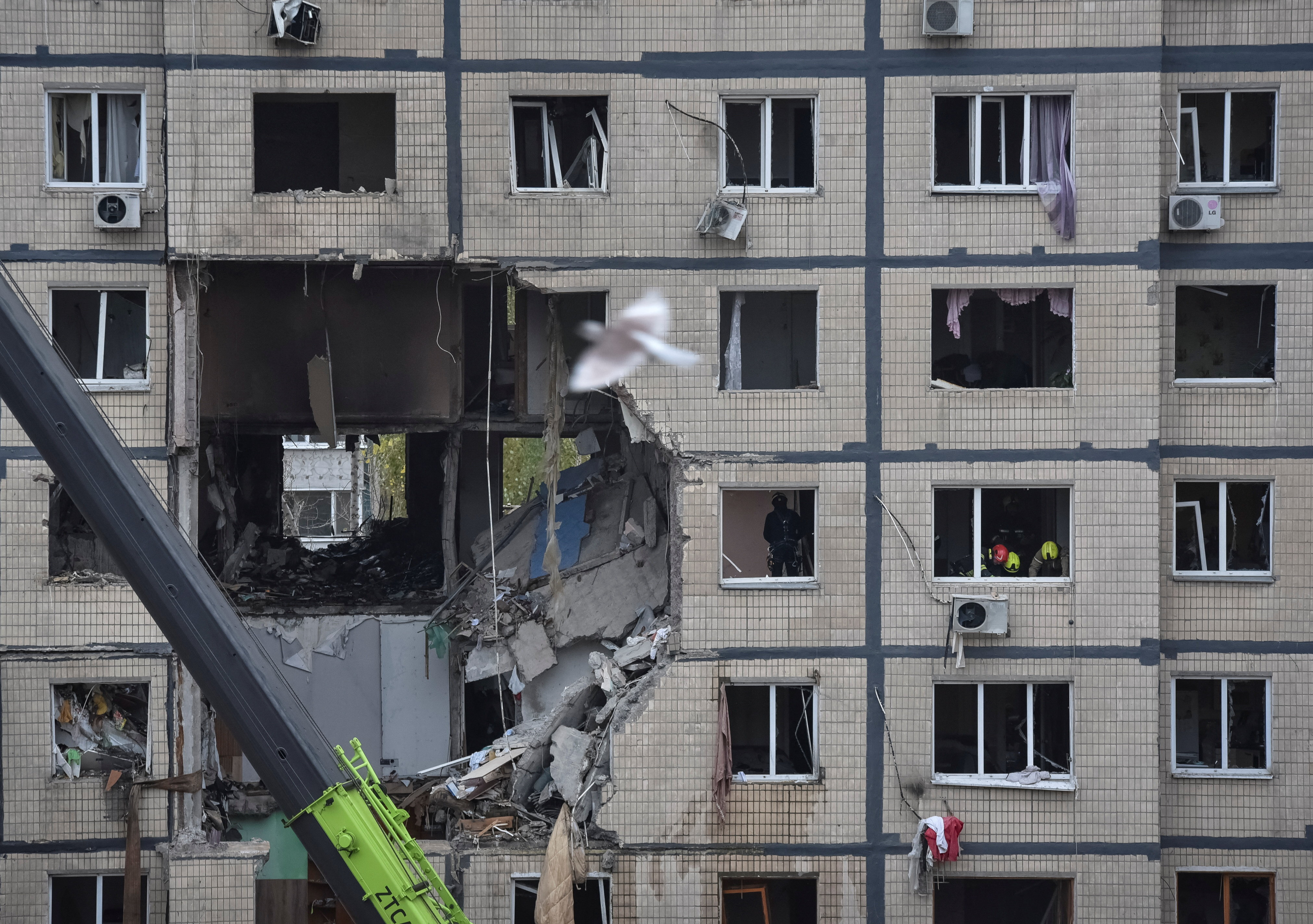 Apartment buildings hit during a Russian drone strike, amid Russia's attack on Ukraine