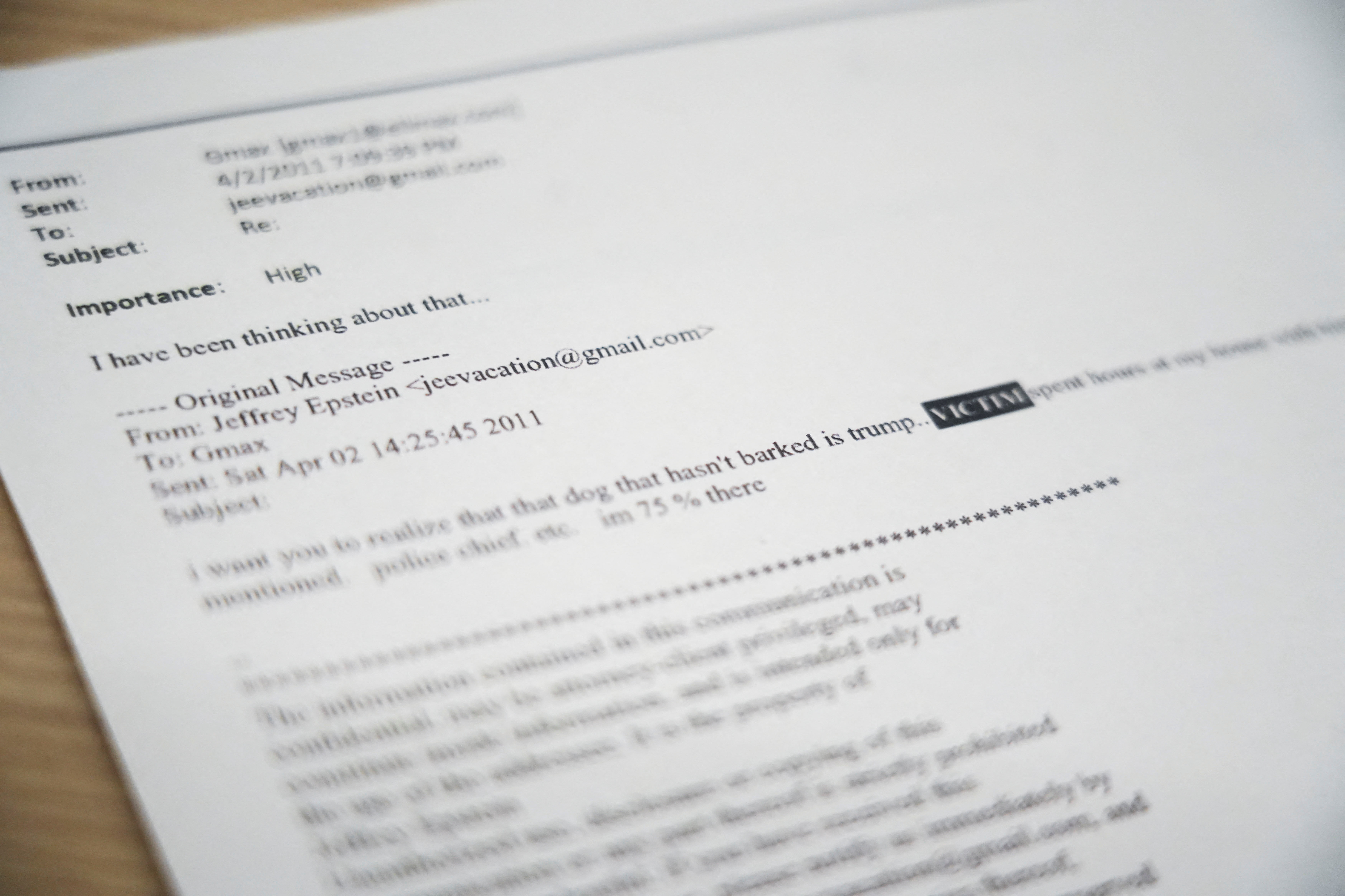 A newly released email from Jeffrey Epstein House Oversight Committee Democrats/Handout via REUTERS  THIS IMAGE HAS BEEN SUPPLIED BY A THIRD PARTY.