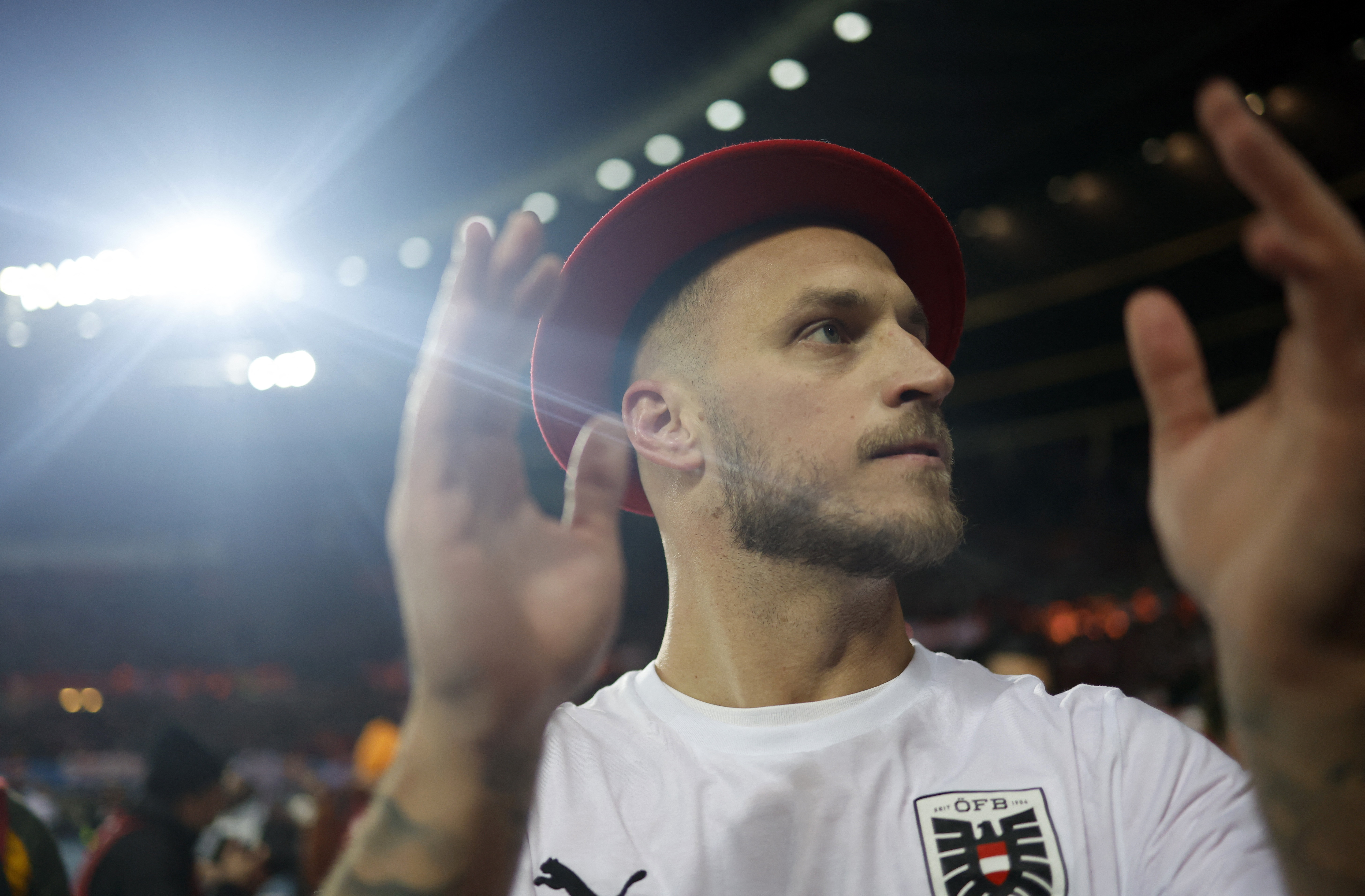 Soccer Football - FIFA World Cup - UEFA Qualifiers - Group H - Austria v Bosnia and Herzegovina - Ernst-Happel-Stadion, Vienna, Austria - November 18, 2025 Austria's Marko Arnautovic celebrates after winning the group to qualify for the World Cup finals R