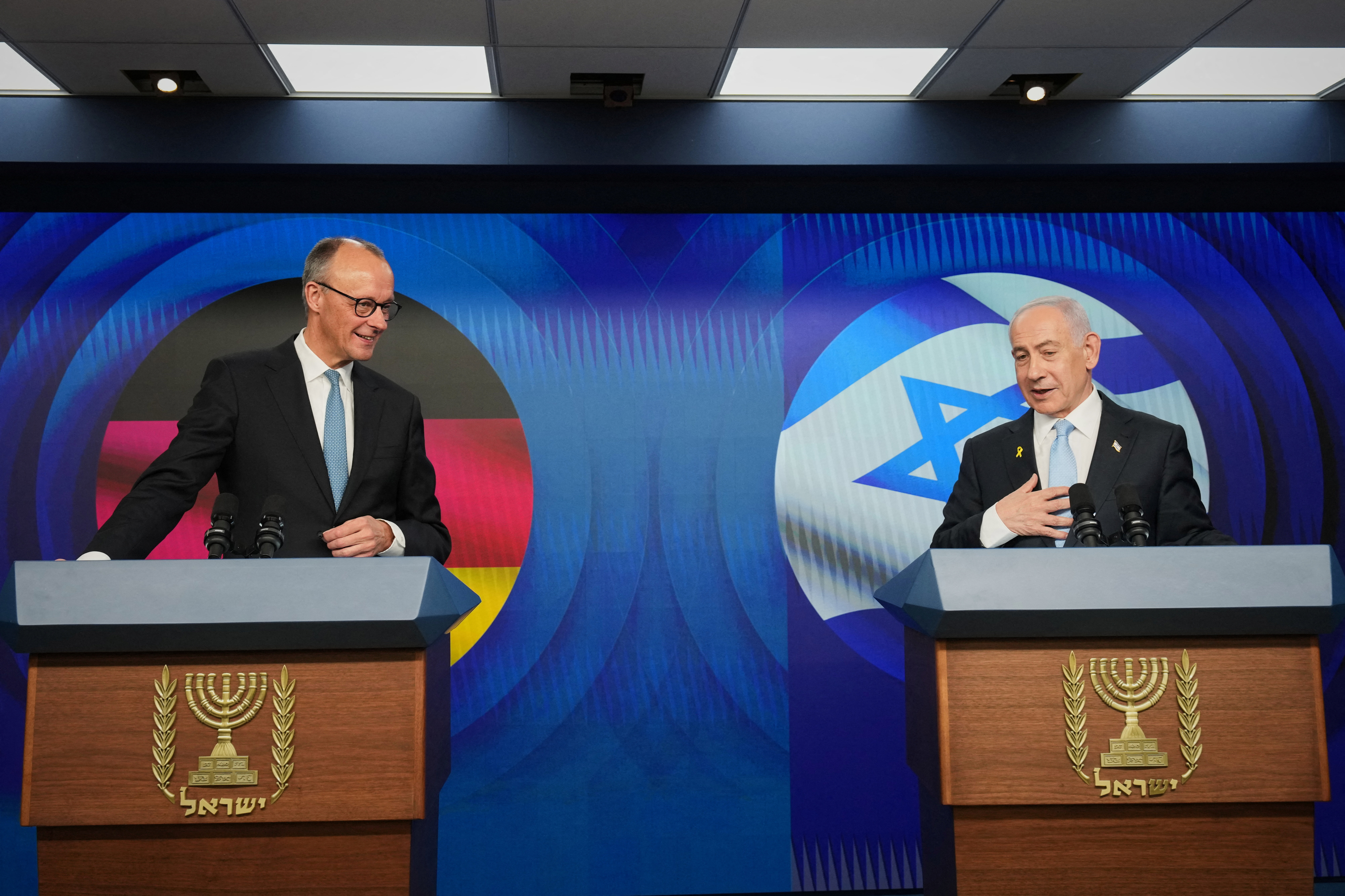 Israeli Prime Minister Benjamin Netanyahu speaks to the media