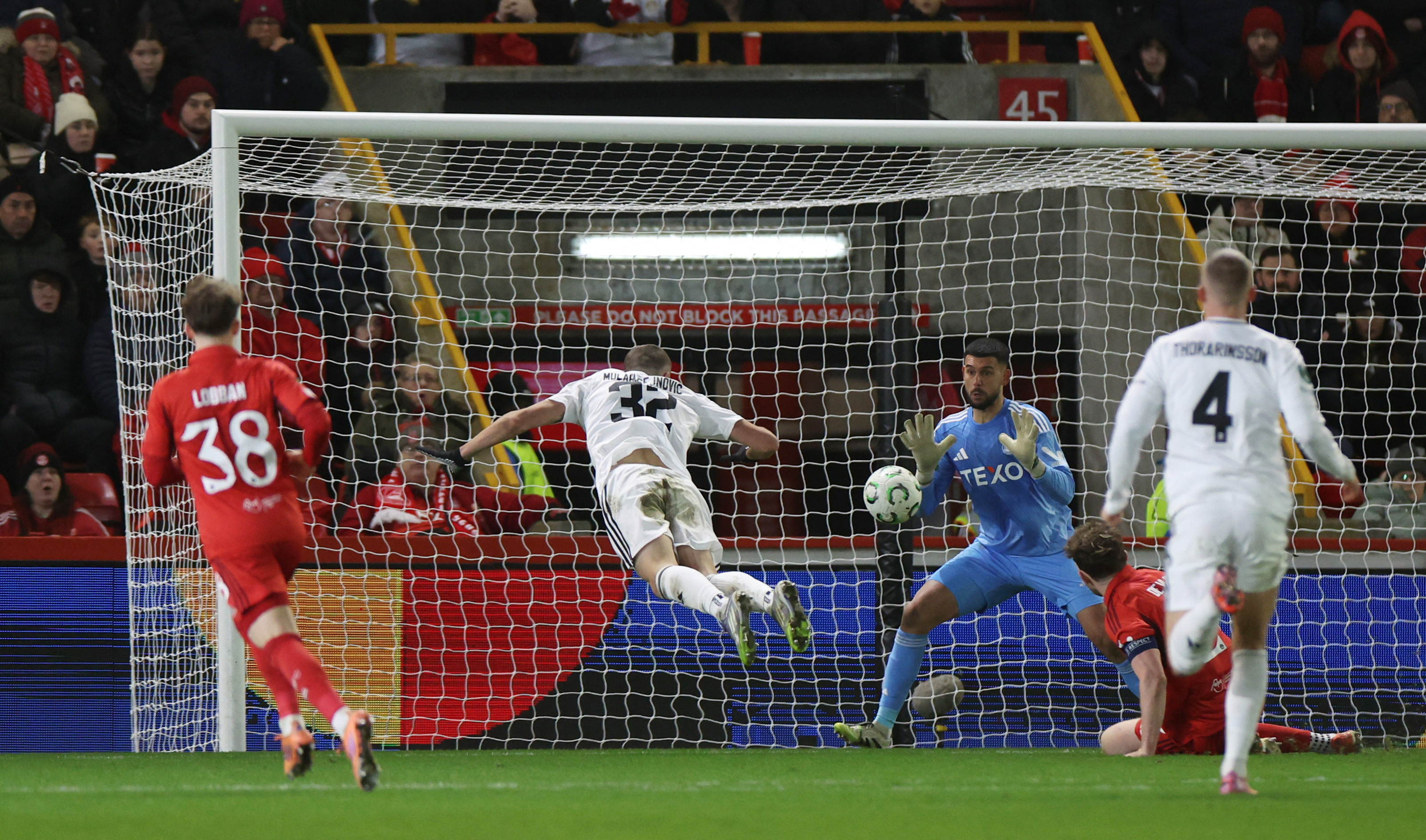 Soccer Football - UEFA Conference League - Aberdeen v FC Noah - Pittodrie Stadium, Aberdeen, Scotland, Britain - November 27, 2025 FC Noah's Nardin Mulahusejnovic scores their first goal REUTERS/Russell Cheyne