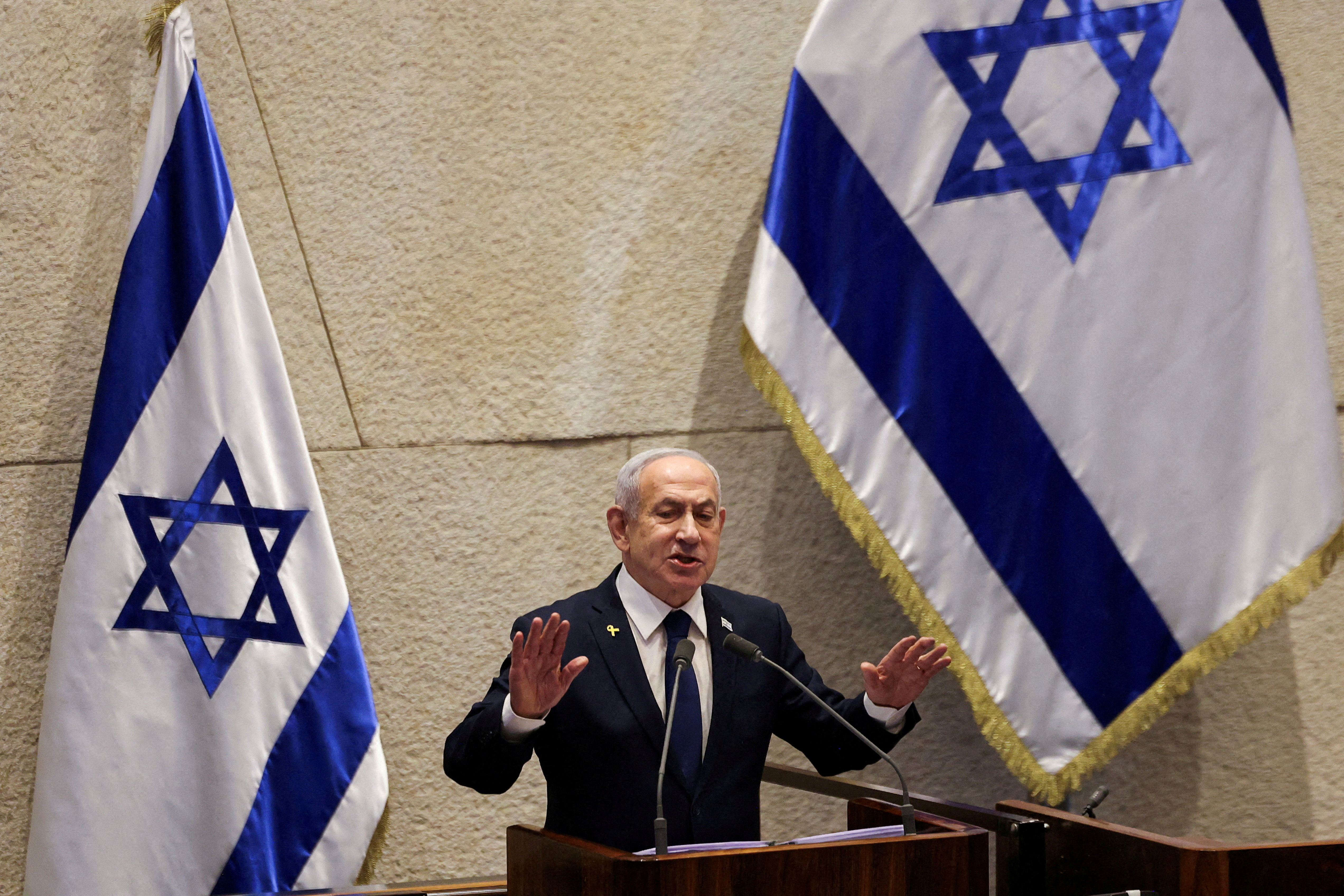 FILE PHOTO: Israeli Prime Minister Benjamin Netanyahu speaks