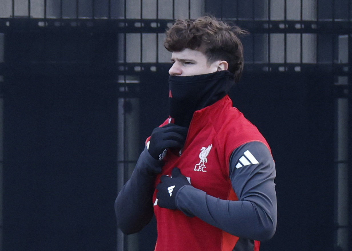 Soccer Football - UEFA Champions League - Liverpool Training - AXA Training Centre, Liverpool, Britain - December 8, 2025 Liverpool's Milos Kerkez during training Action Images via Reuters/Jason Cairnduff