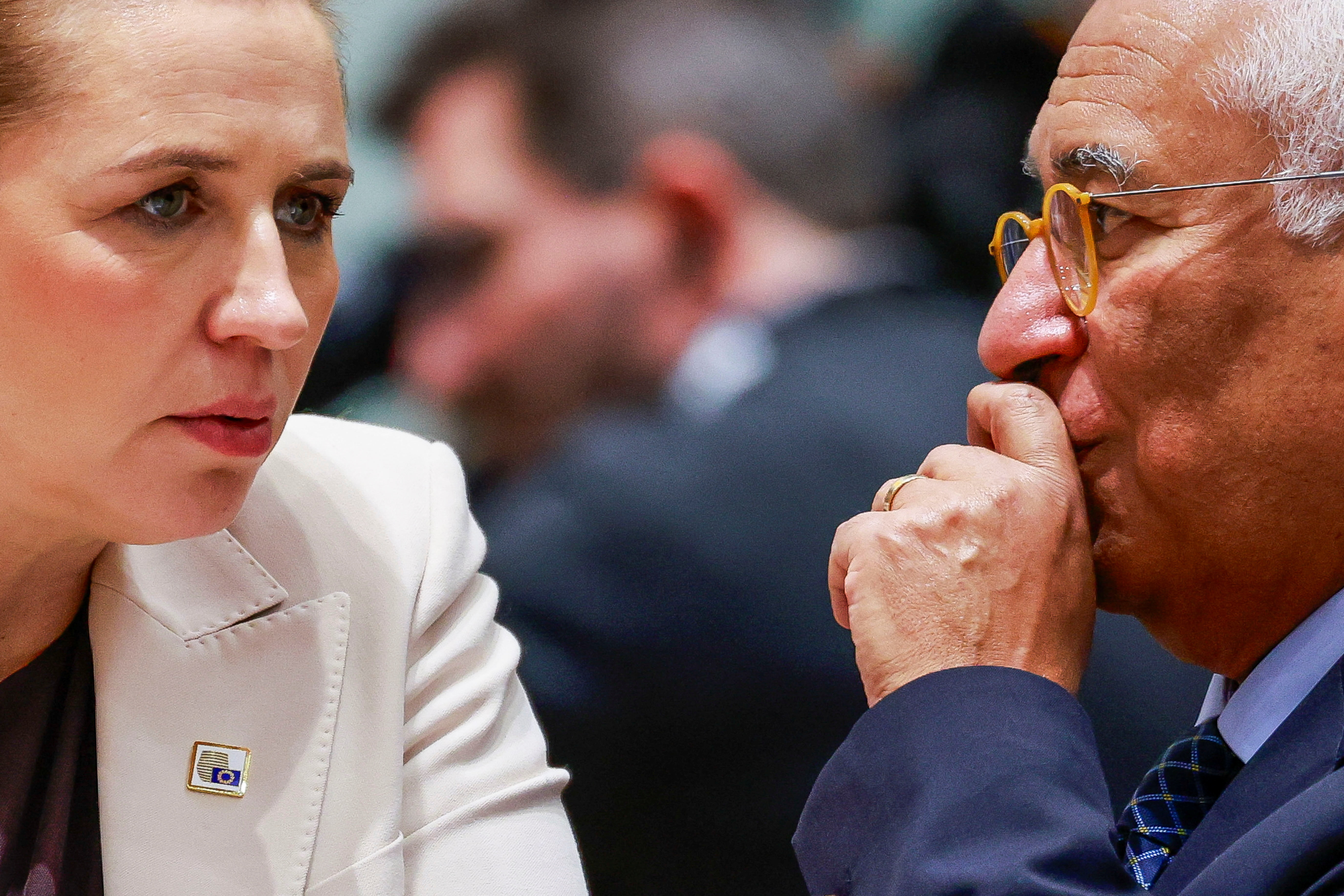 Belgium's Prime Minister Bart De Wever speaks with Denmark's Prime Minister Mette Frederiksen REUTERS/Stephanie Lecocq