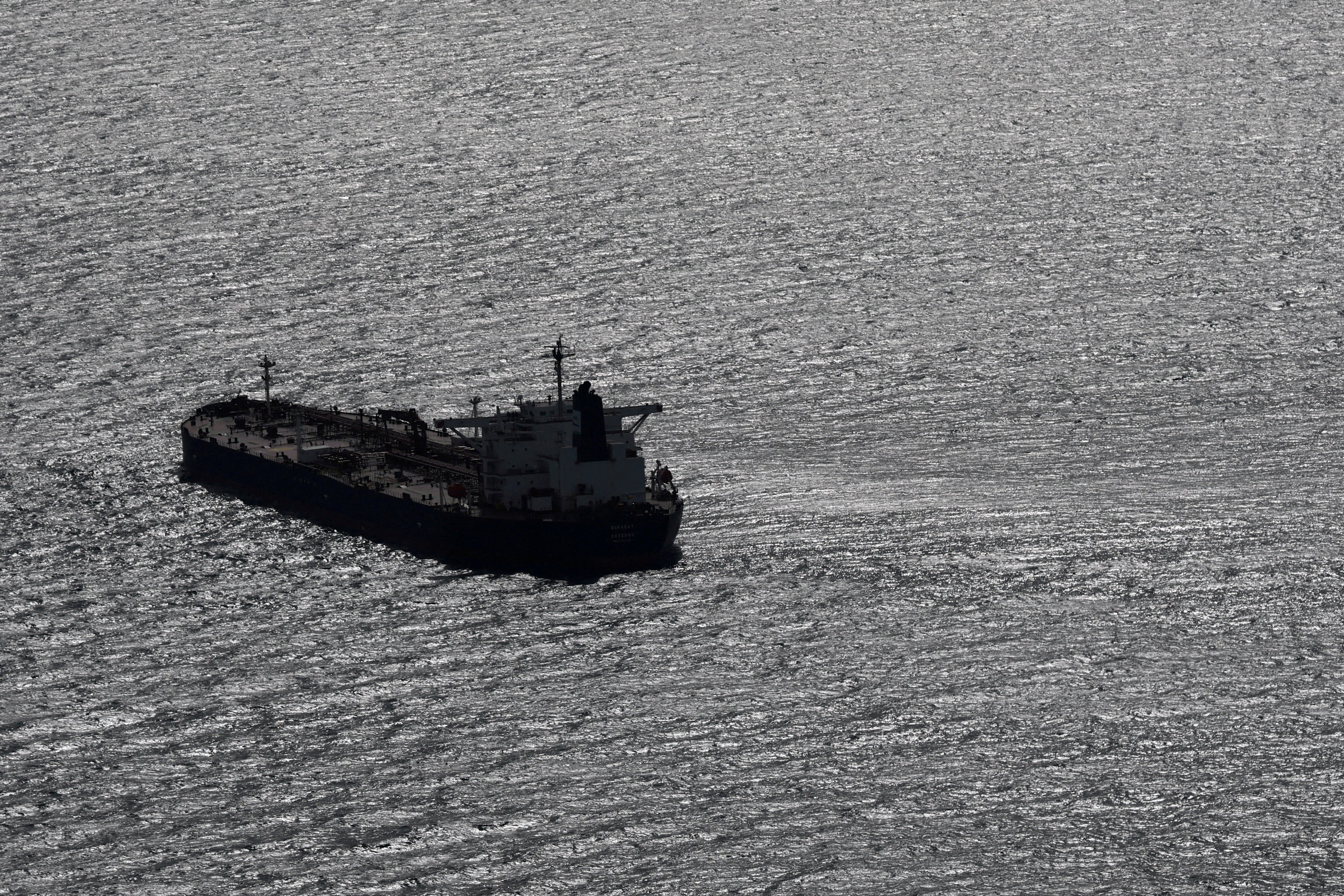 FILE PHOTO: An aerial view shows the oil tanker named Boracay