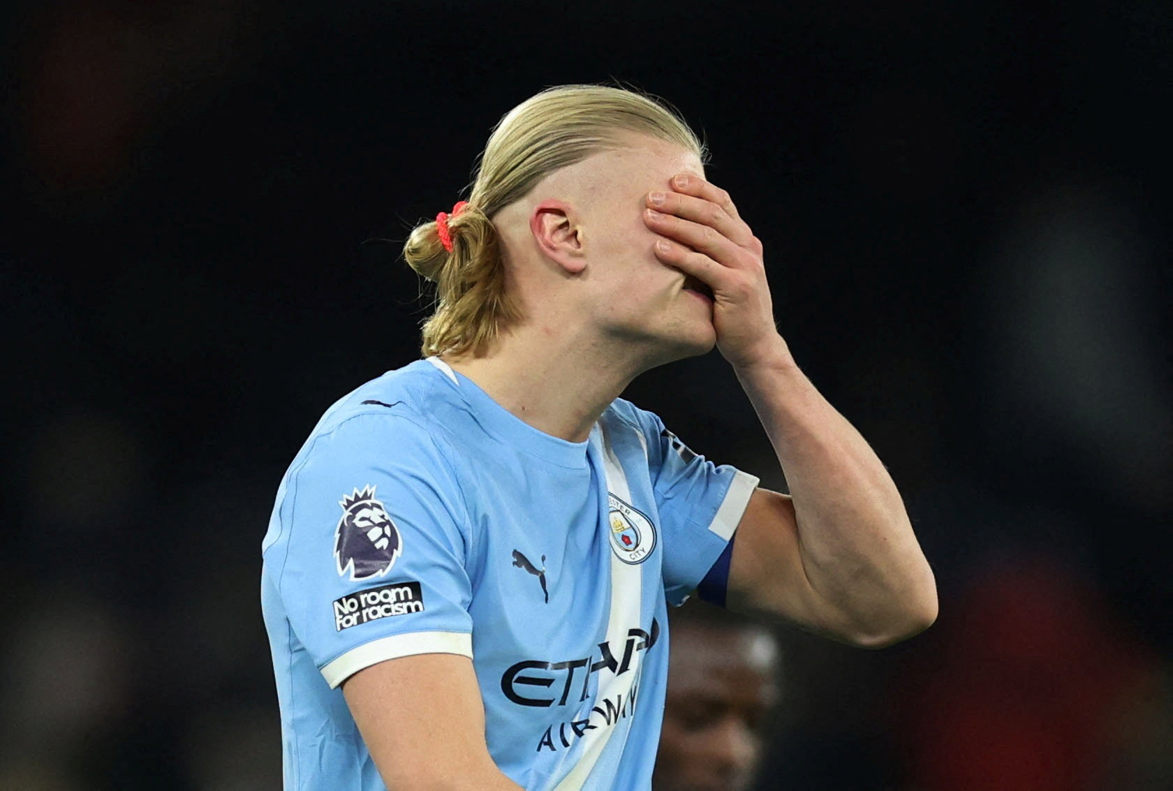 Soccer Football - Premier League - Manchester City v Brighton & Hove Albion - Etihad Stadium, Manchester, Britain - January 7, 2026  Manchester City's Erling Haaland reacts after the match  REUTERS/Chris Radburn EDITORIAL USE ONLY. NO USE WITH UNAUTHORIZE